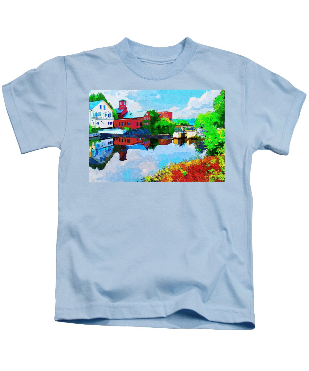 Exeter Kids T-Shirt featuring the painting Exeter Watercolor by Rick Mosher