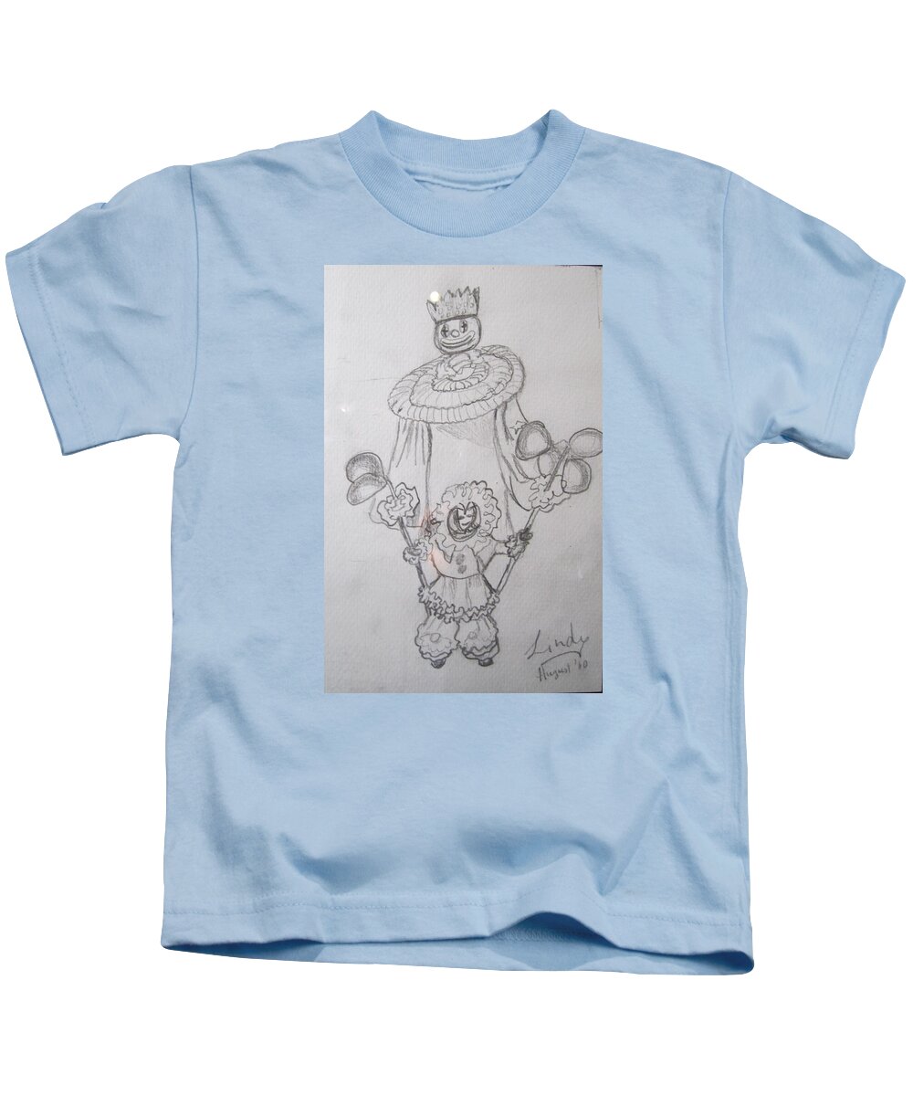 Kiddies Carnival Kids T-Shirt featuring the drawing Fancy Clown by Jennylynd James