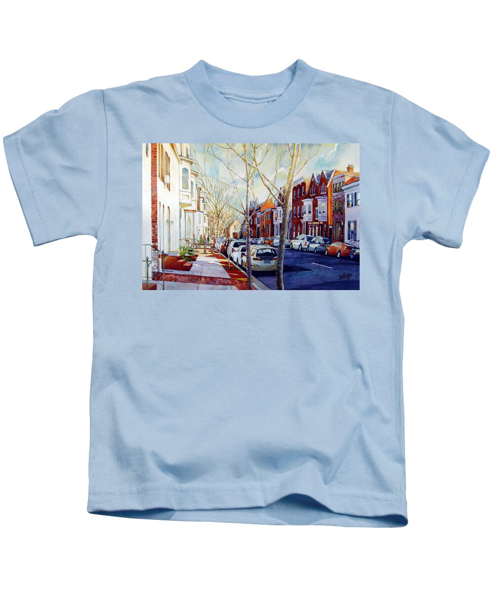 Watercolor Kids T-Shirt featuring the painting Feeding the Meter by Mick Williams