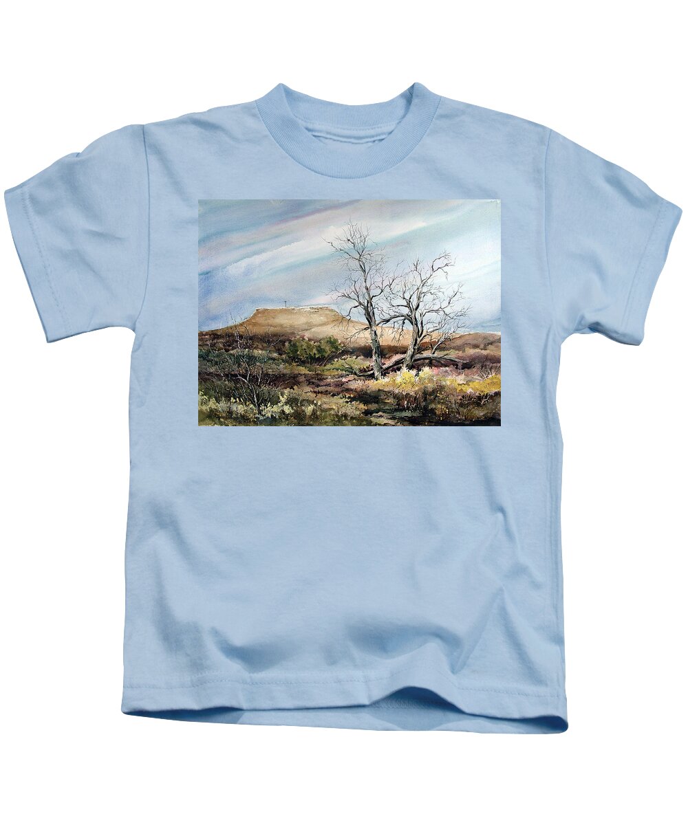 Hill Kids T-Shirt featuring the painting Flat Top by Sam Sidders