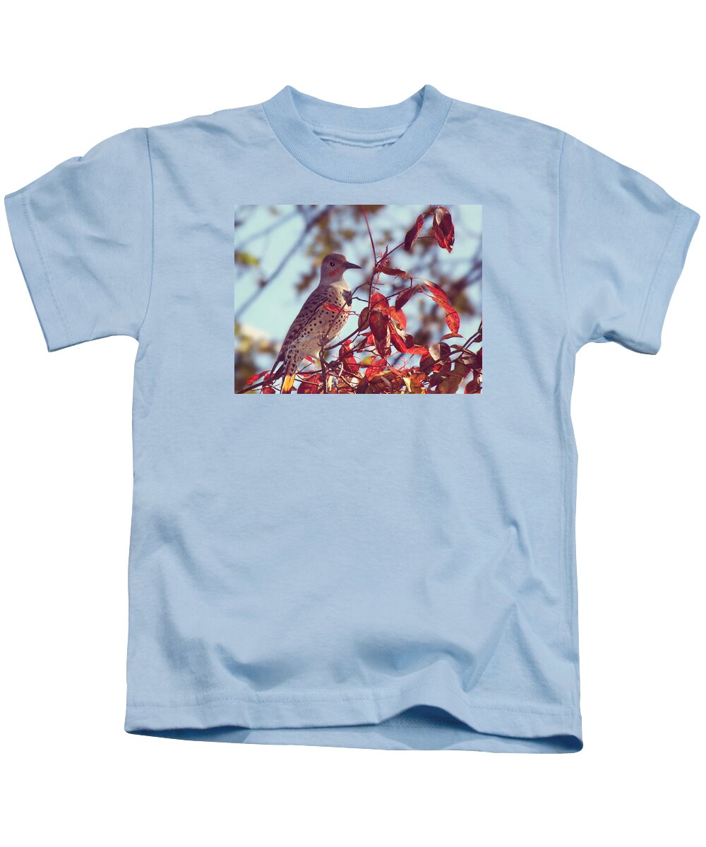 Northern Flicker Kids T-Shirt featuring the photograph Flicker in Autumn by Melanie Lankford Photography