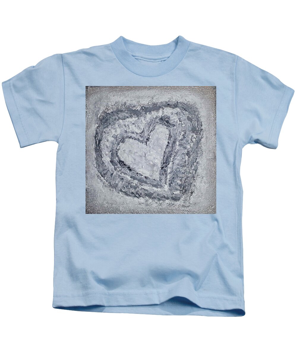 Abstract Painting Kids T-Shirt featuring the painting G3 - greys by KUNST MIT HERZ Art with heart