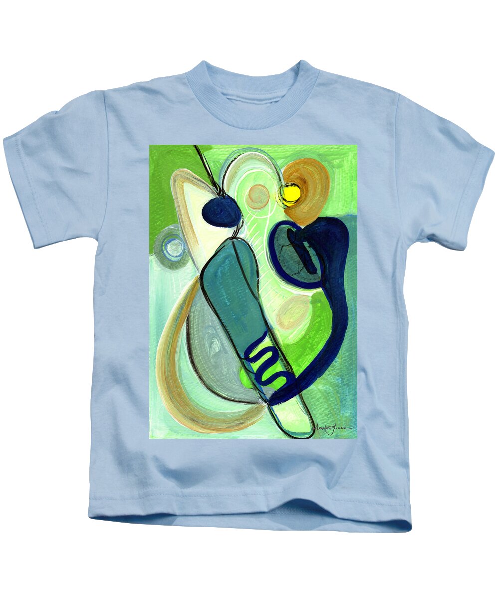 Abstract Art Kids T-Shirt featuring the painting Gorgeous in Green by Stephen Lucas