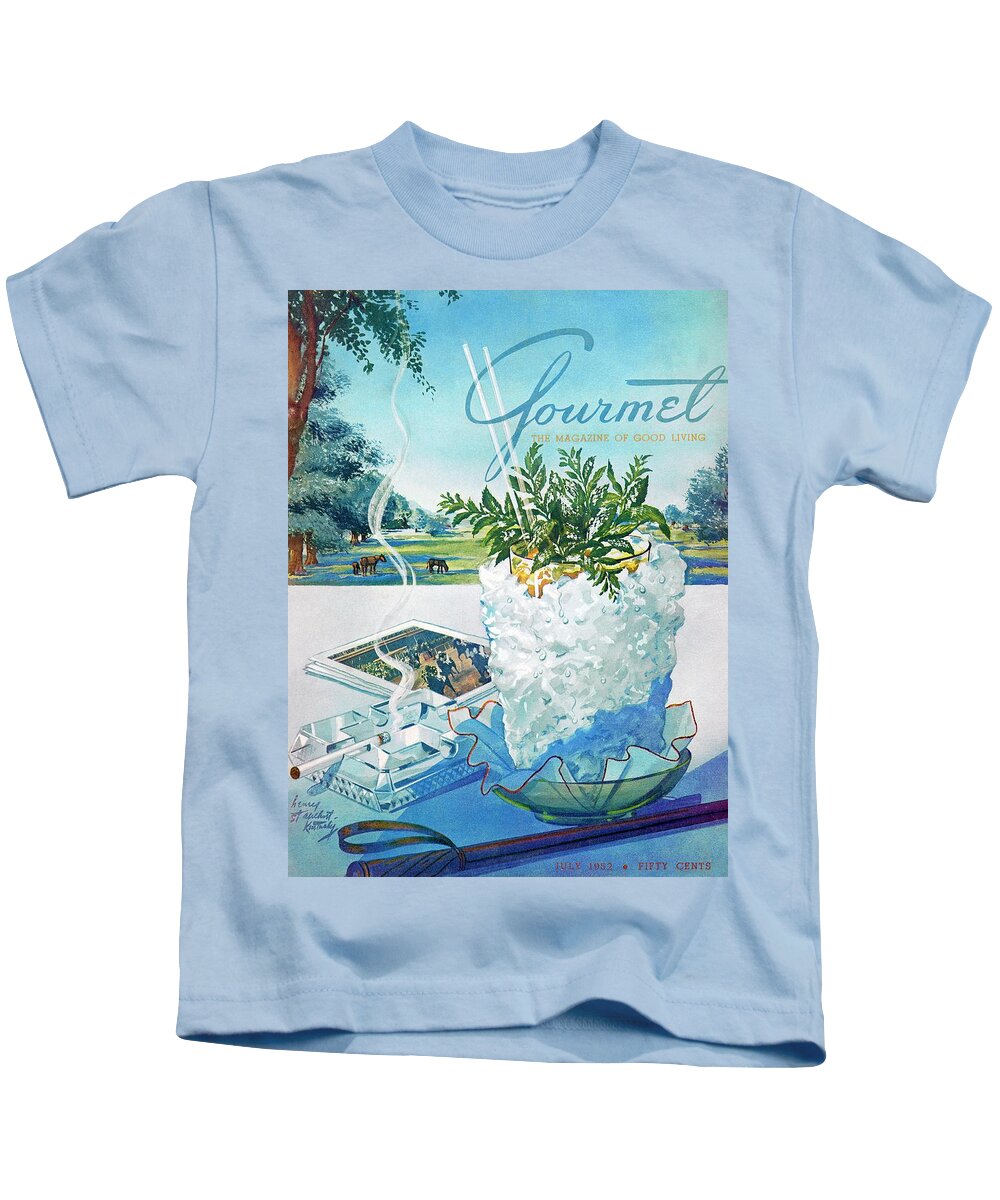 Food Kids T-Shirt featuring the photograph Gourmet Cover Illustration Of Mint Julep Packed by Henry Stahlhut
