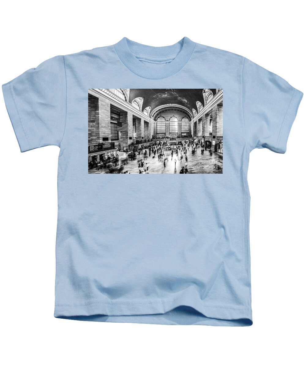 Nyc Kids T-Shirt featuring the photograph Grand Central Station -pano bw by Hannes Cmarits
