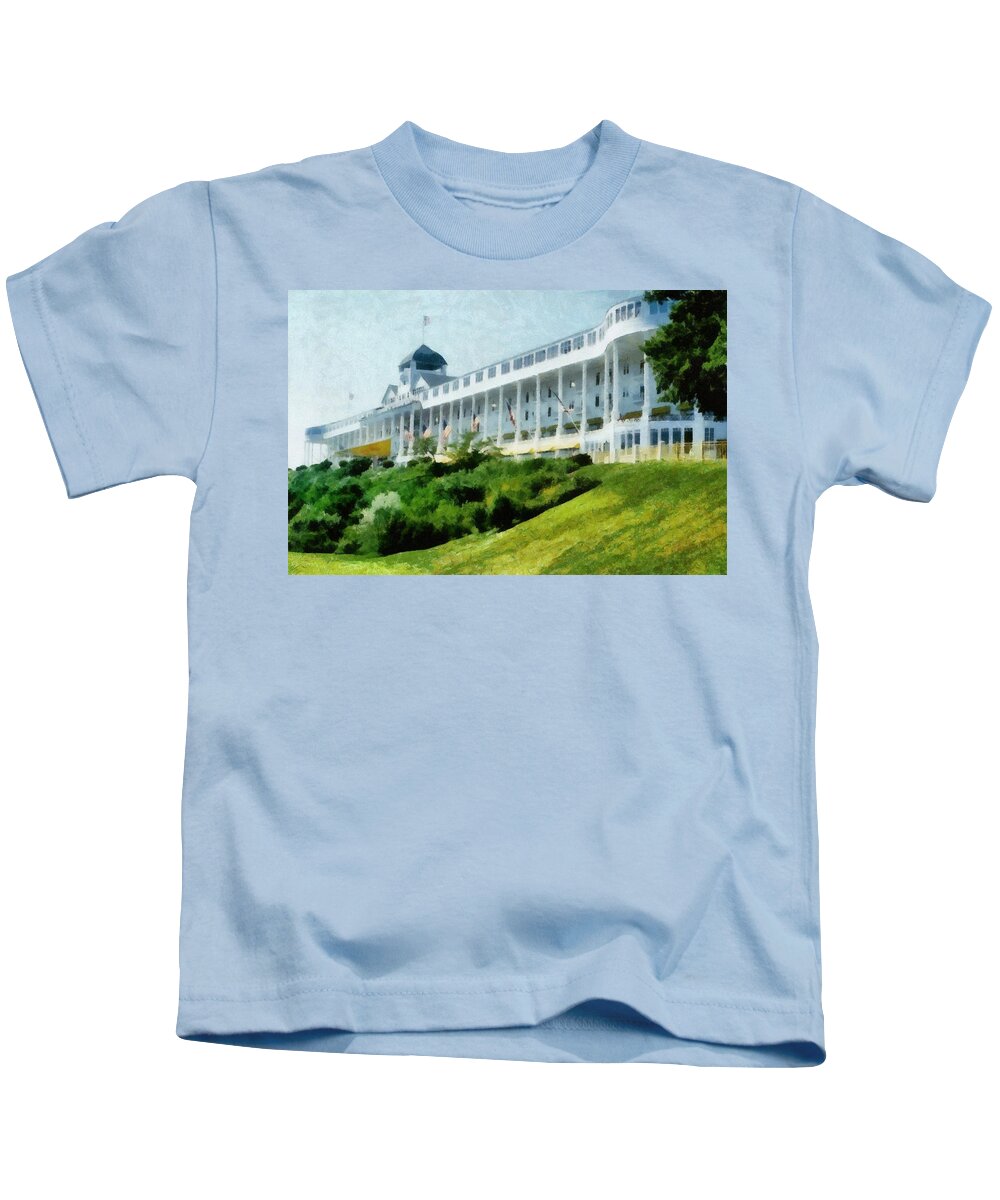Hotel Kids T-Shirt featuring the photograph Grand Hotel Mackinac Island ll by Michelle Calkins