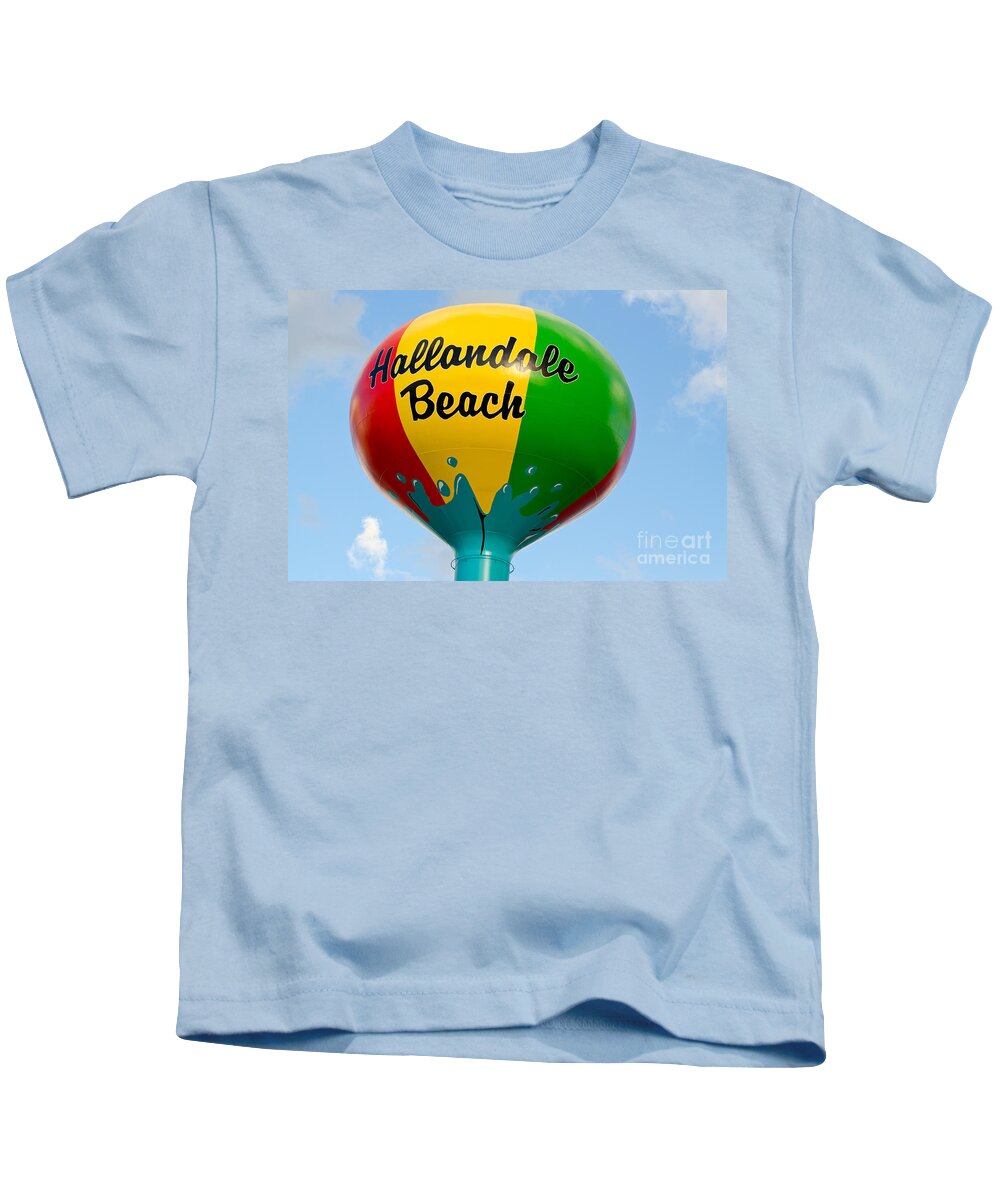 Hallandale Kids T-Shirt featuring the photograph Hallendale Beach Water Tower by Les Palenik