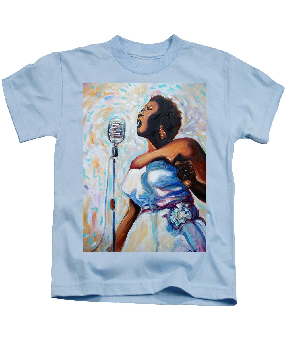 African American Art Kids T-Shirt featuring the painting I Love The Blues by Emery Franklin