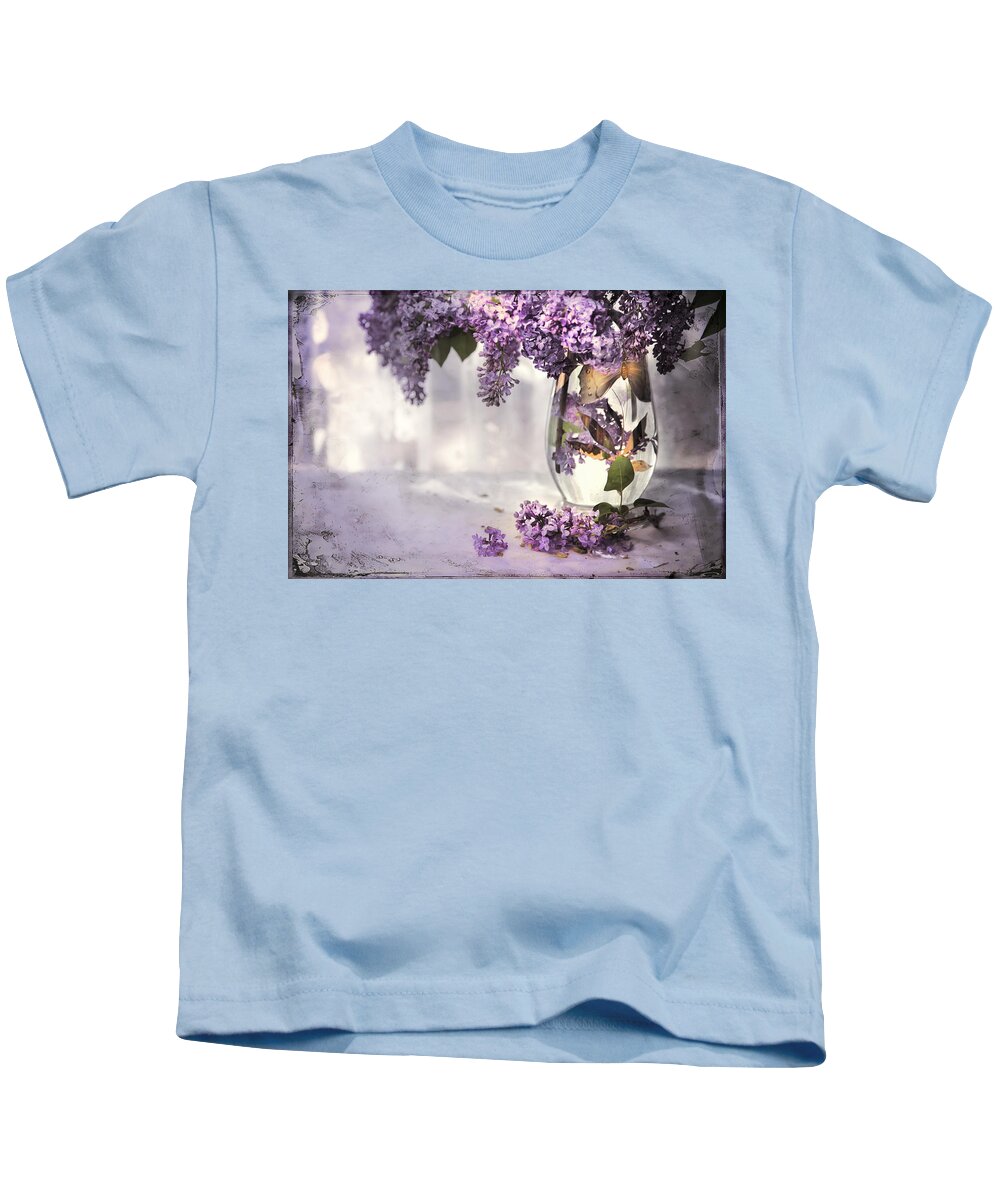 Lilacs Kids T-Shirt featuring the photograph I Picked A Bouquet Of Lilacs Today by Theresa Tahara