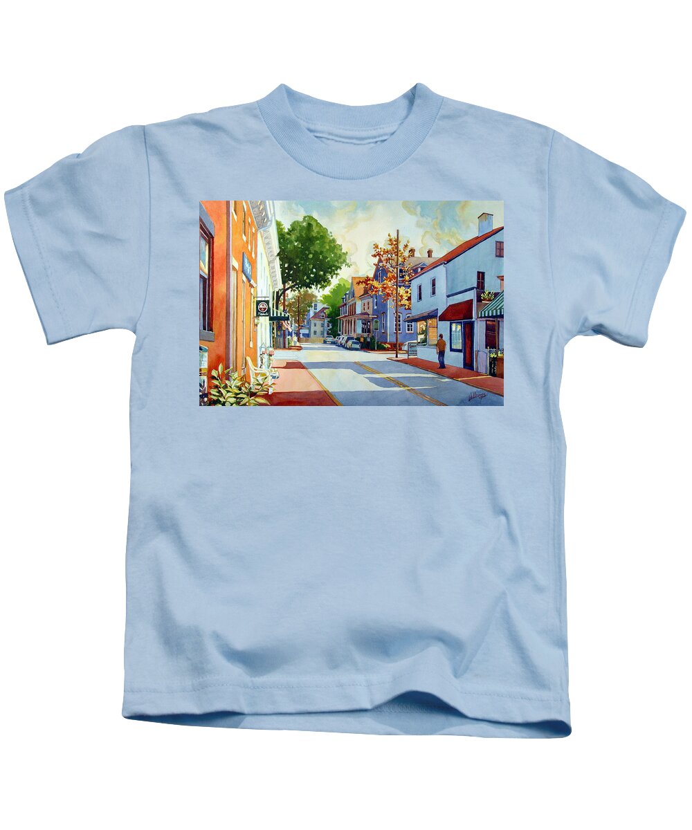 Watercolor Kids T-Shirt featuring the painting Intersection by Mick Williams