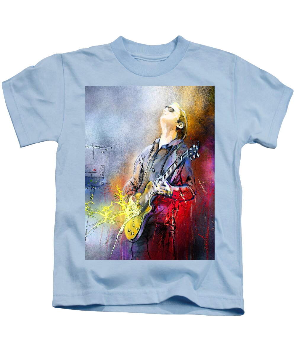 Music Kids T-Shirt featuring the painting Joe Bonamassa 02 by Miki De Goodaboom