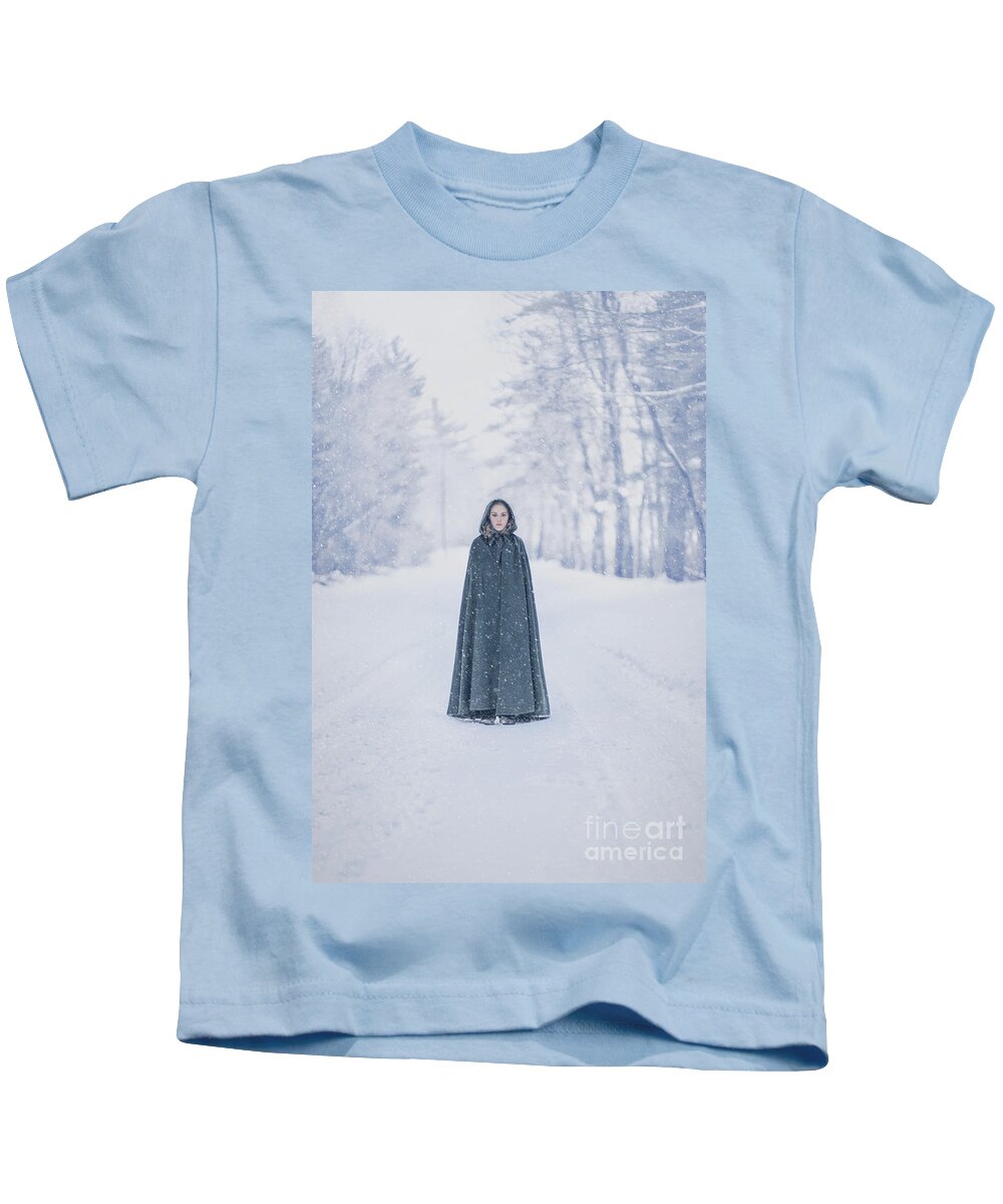 Kremsdorf Kids T-Shirt featuring the photograph Lady Of The Winter Forest by Evelina Kremsdorf