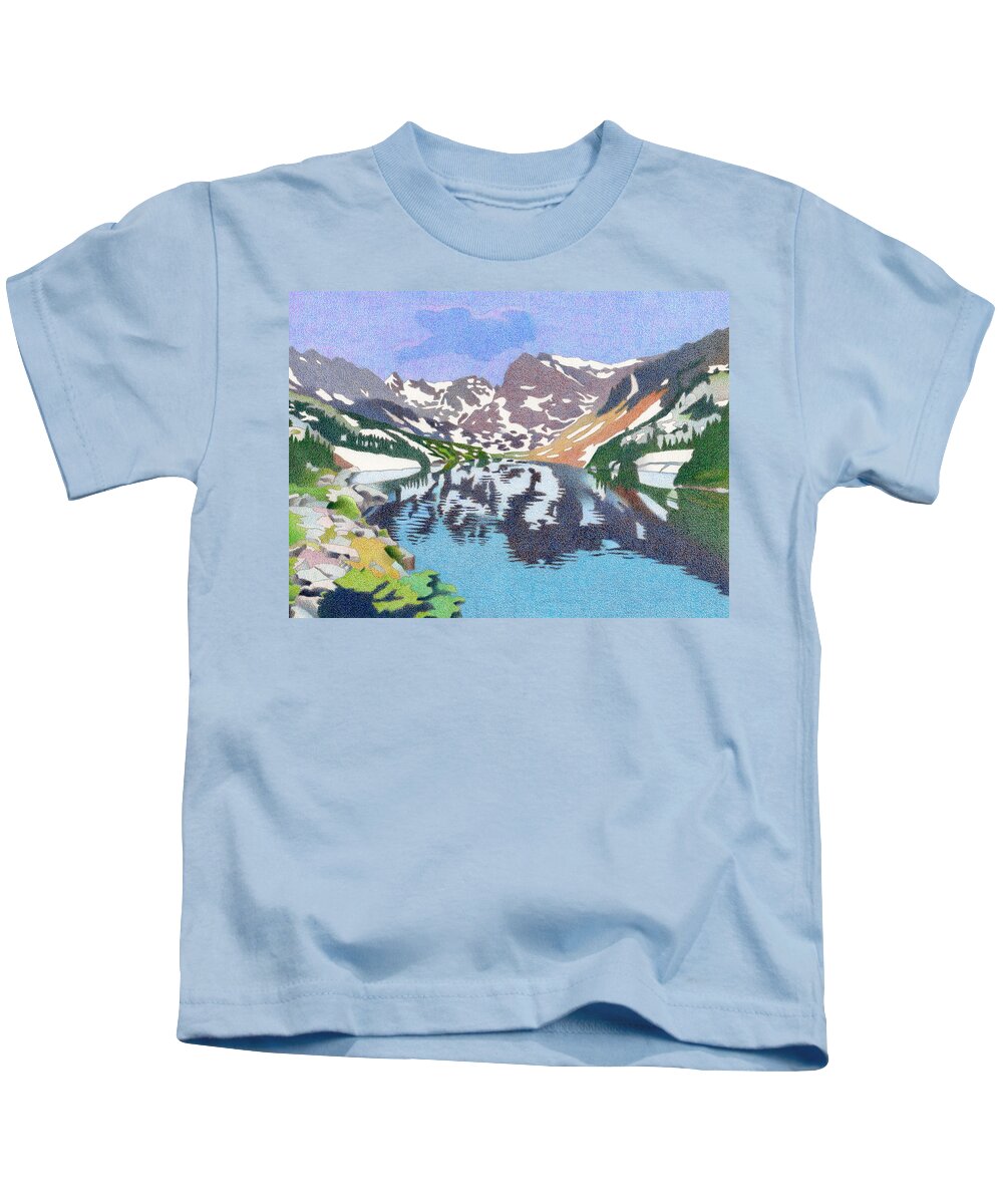 Art Kids T-Shirt featuring the drawing Lake Isabelle Colorado by Dan Miller