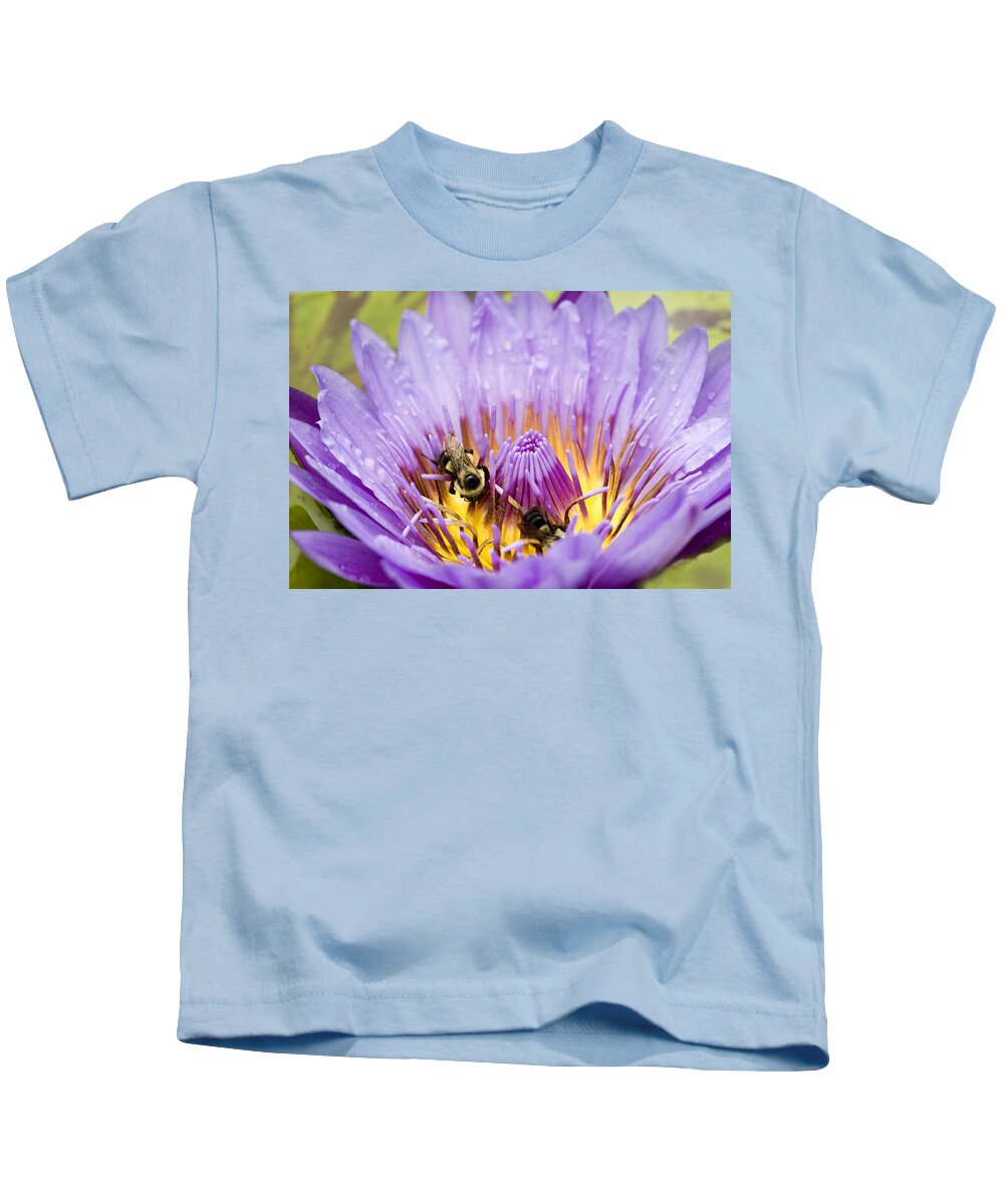 Lily Kids T-Shirt featuring the photograph Lily Bees by Marilyn Hunt