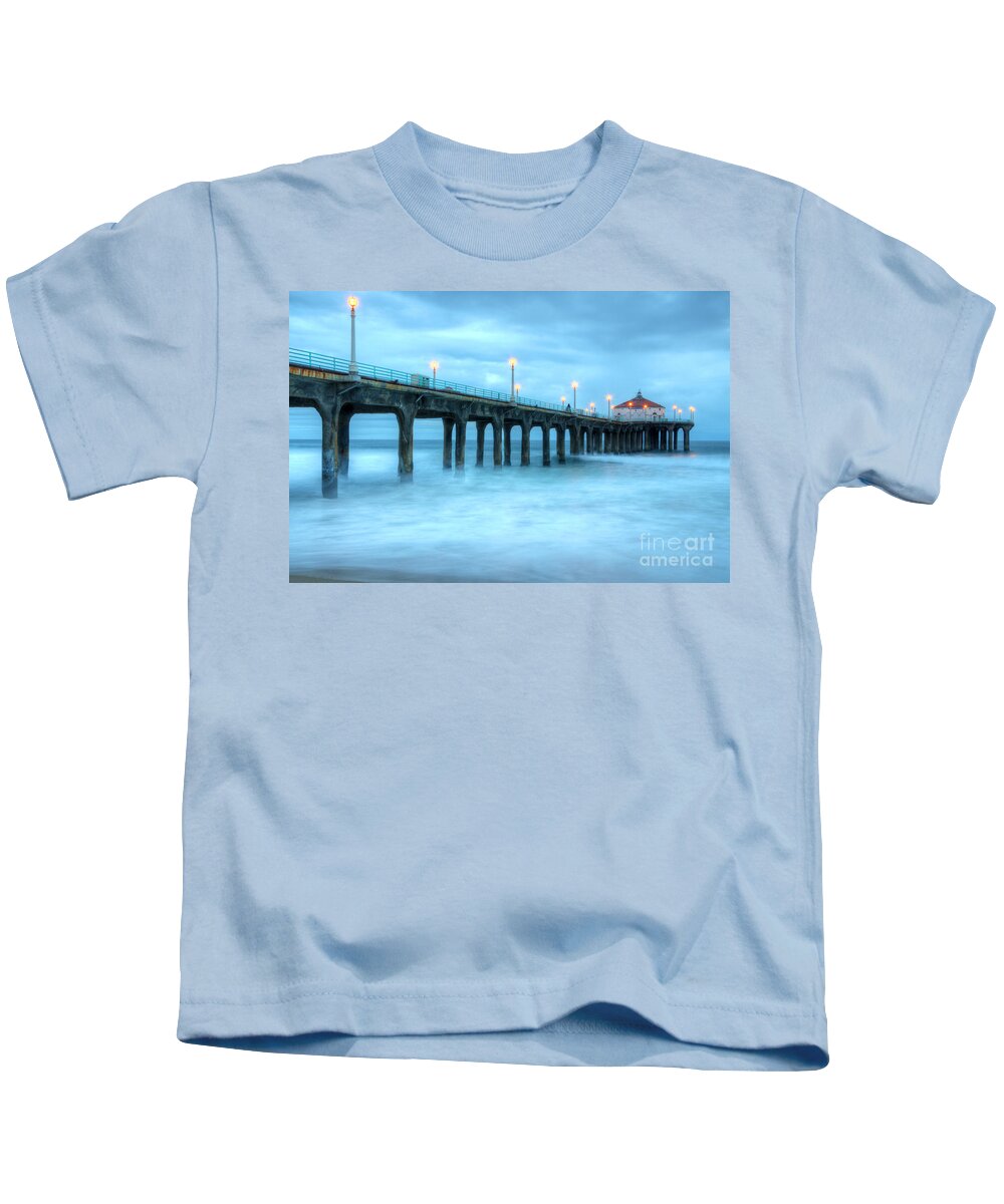Pier Kids T-Shirt featuring the photograph Manhattan Beach Pier California by Bob Christopher