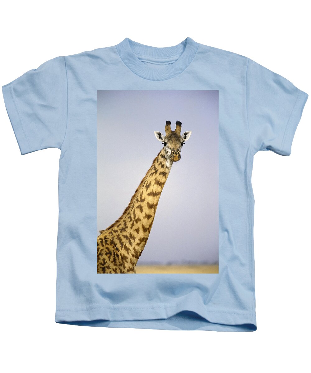 Feb0514 Kids T-Shirt featuring the photograph Masai Giraffe Portrait Masai Mara Kenya by Gerry Ellis