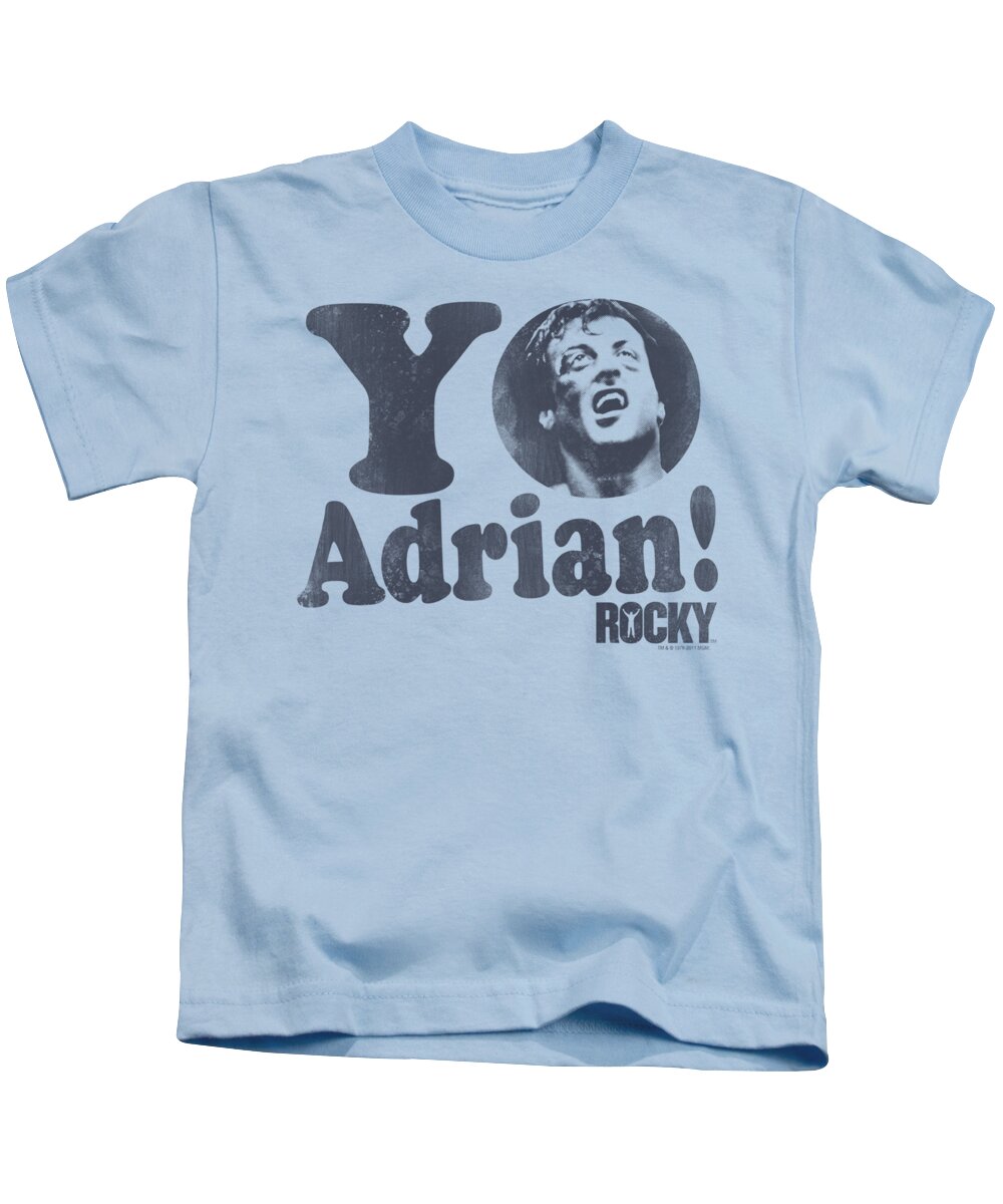 Sylvester Stallone Kids T-Shirt featuring the digital art Mgm - Rocky - Yo Adrian by Brand A