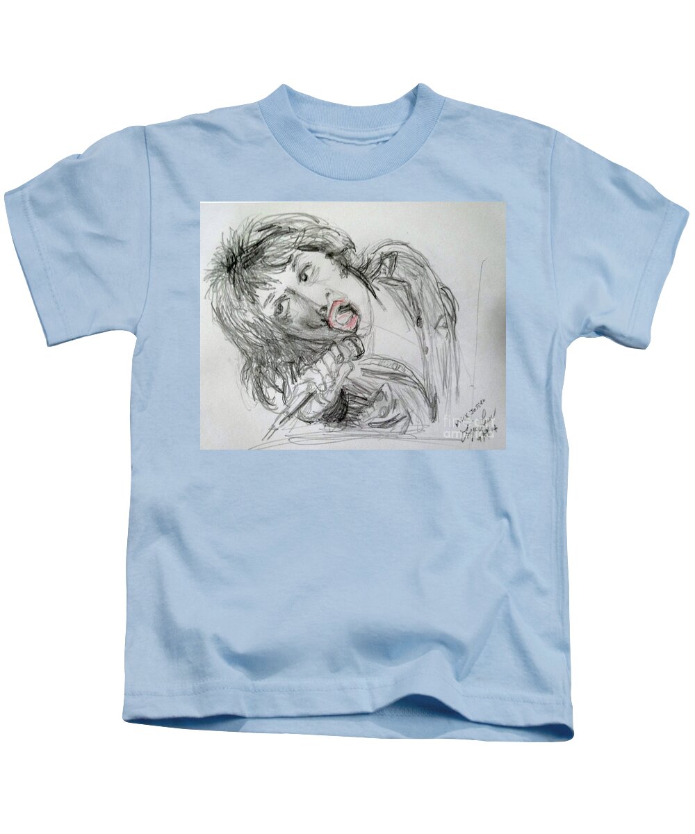 Celebrity Kids T-Shirt featuring the drawing Mick Jagger by Lyric Lucas