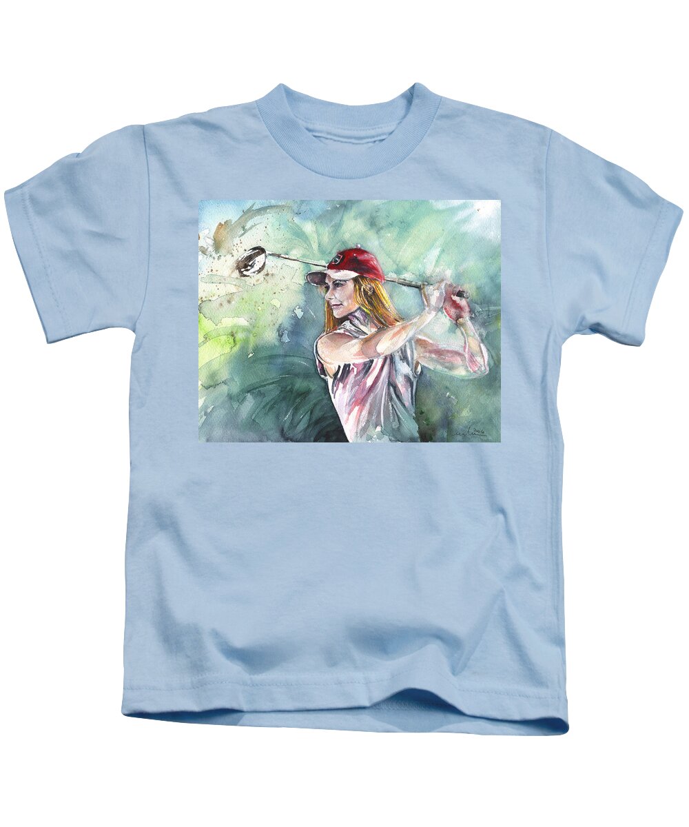 Golf Kids T-Shirt featuring the painting Miki Self Portrait Golfing by Miki De Goodaboom