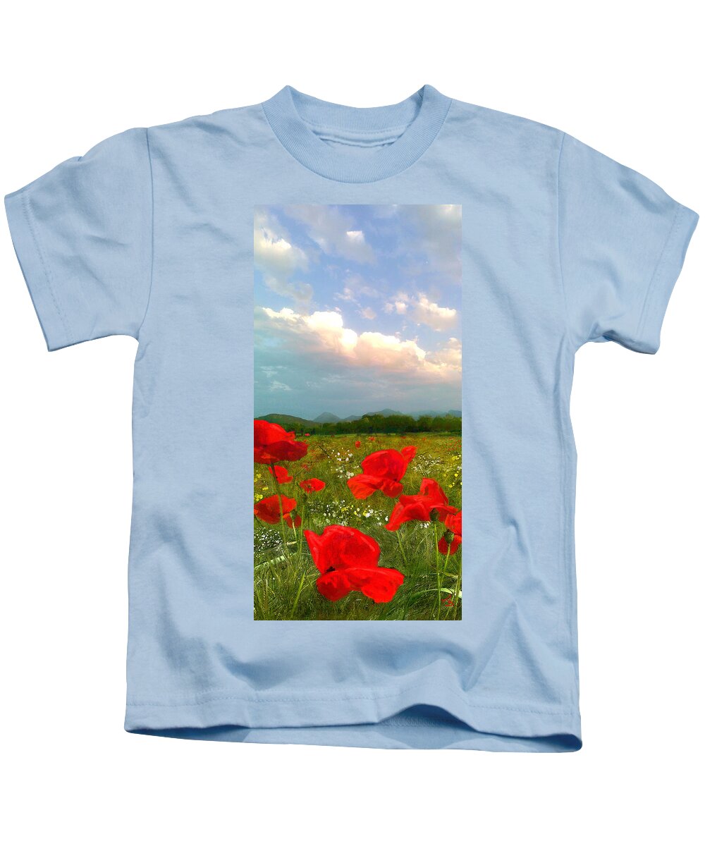 Angie Braun Kids T-Shirt featuring the painting Mohnblumen by Angie Braun