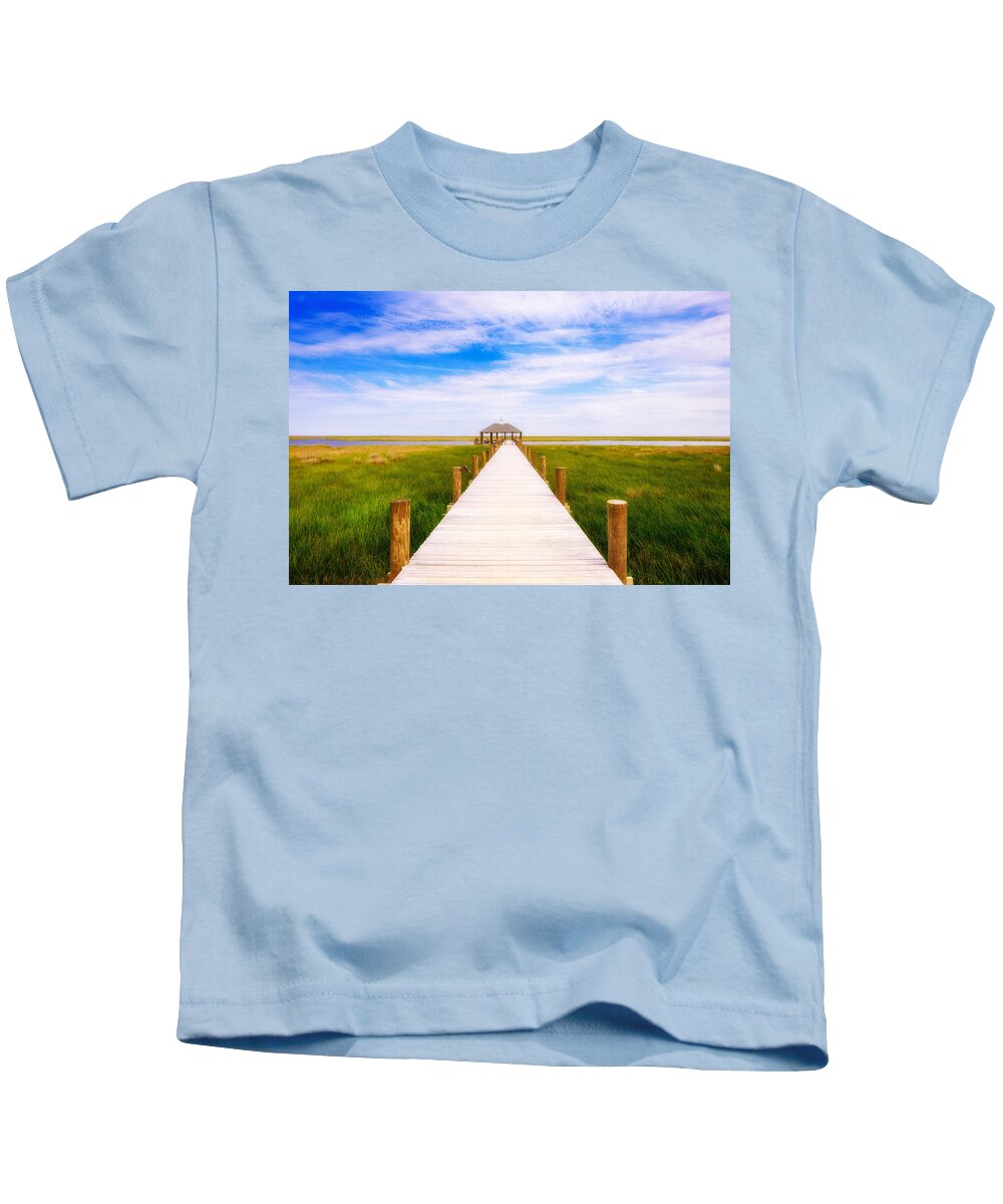 Gulf Of Mexico Kids T-Shirt featuring the photograph Lonely Pier I by Raul Rodriguez