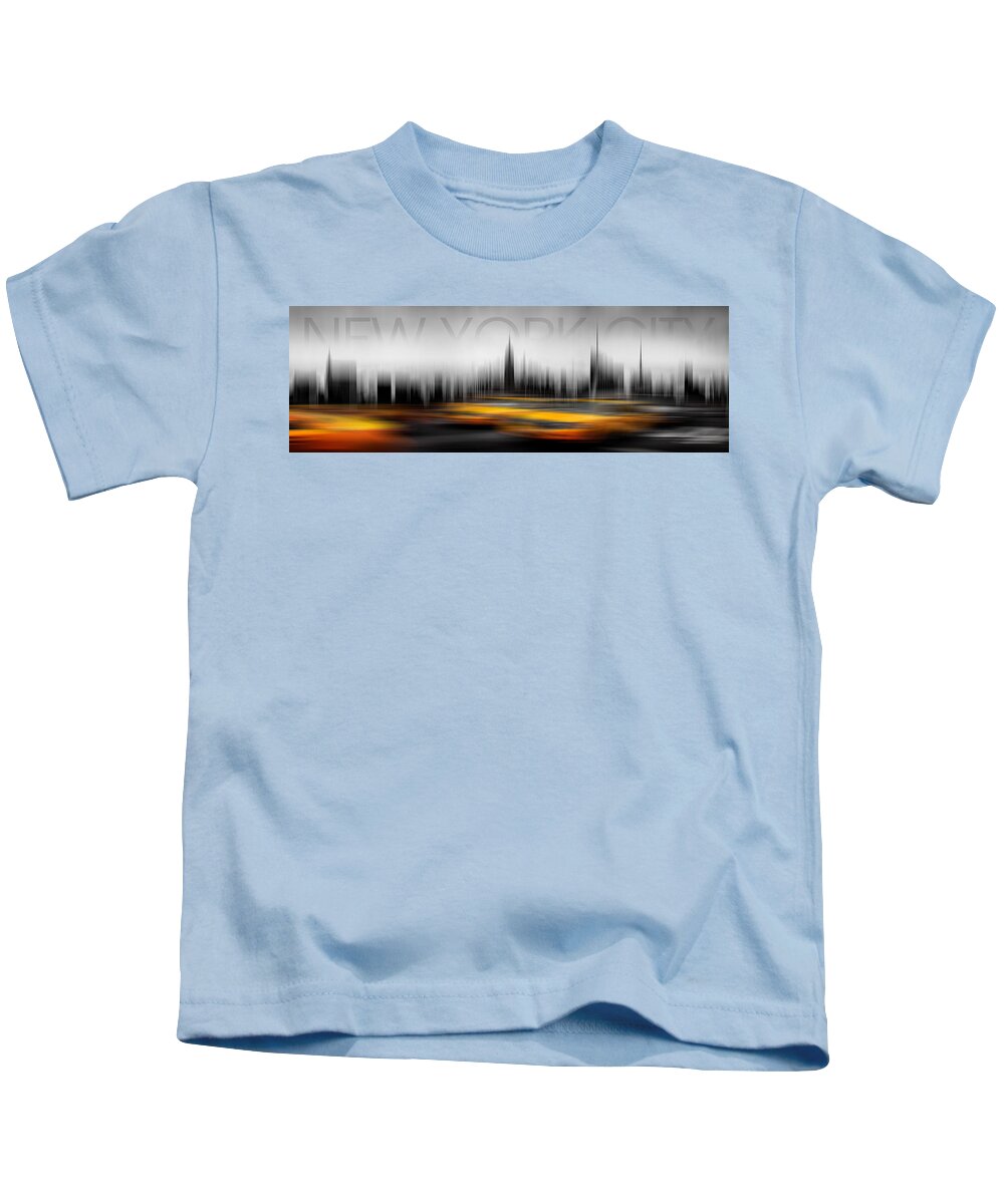 Abstract Photography Kids T-Shirt featuring the photograph New York City Cabs Abstract by Az Jackson