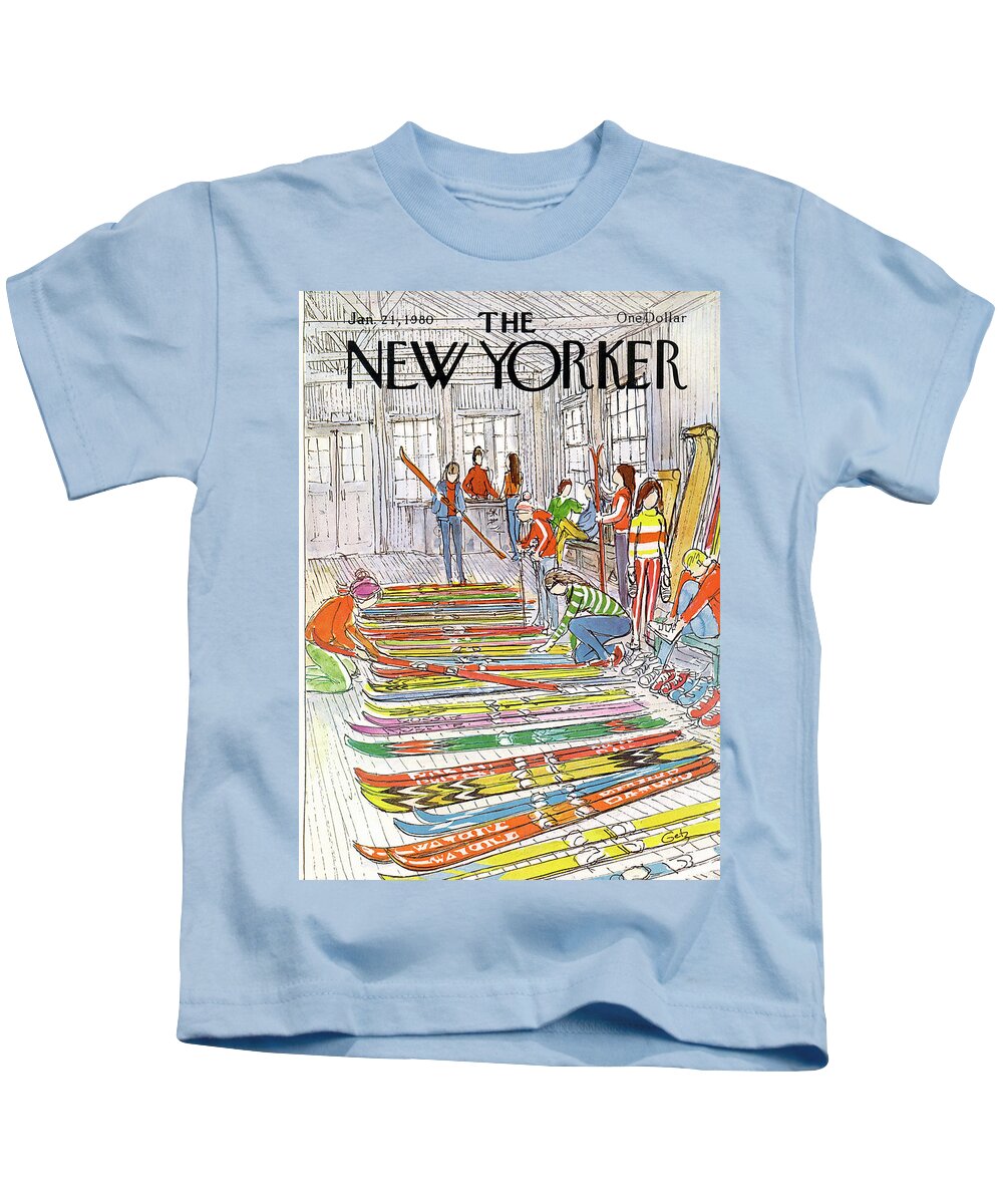 Sports Kids T-Shirt featuring the painting New Yorker January 21st, 1980 by Arthur Getz