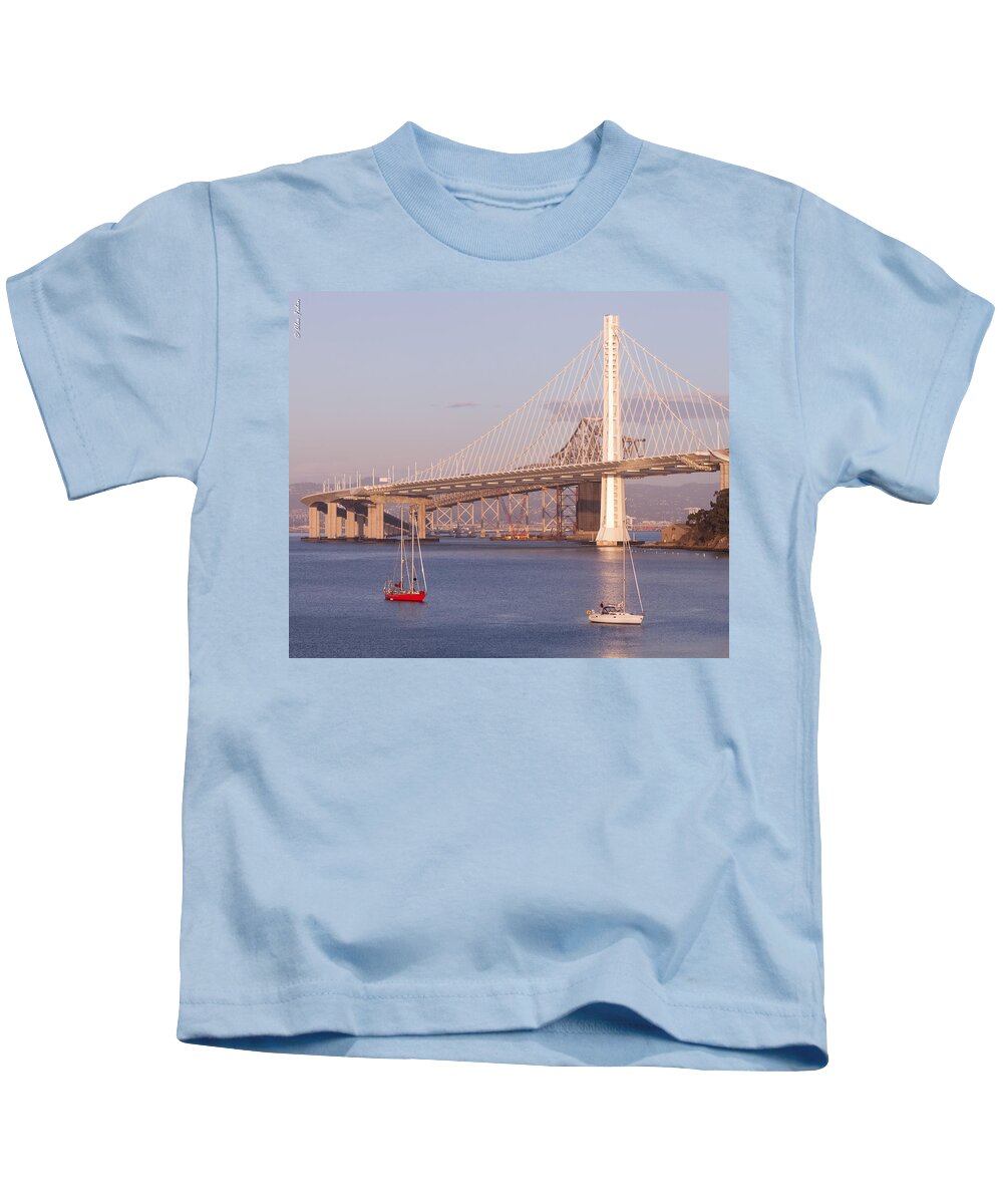 California Kids T-Shirt featuring the photograph Oakland Bridge by Alexander Fedin