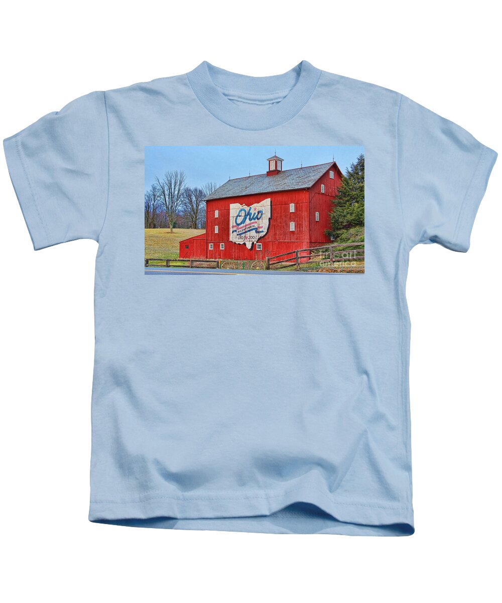 Red Barn Kids T-Shirt featuring the photograph Ohio Bicentennial Barn by Jack Schultz