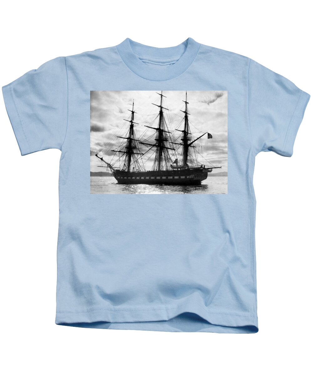 1930's Kids T-Shirt featuring the photograph Old Ironsides In Puget Sound by Underwood Archives