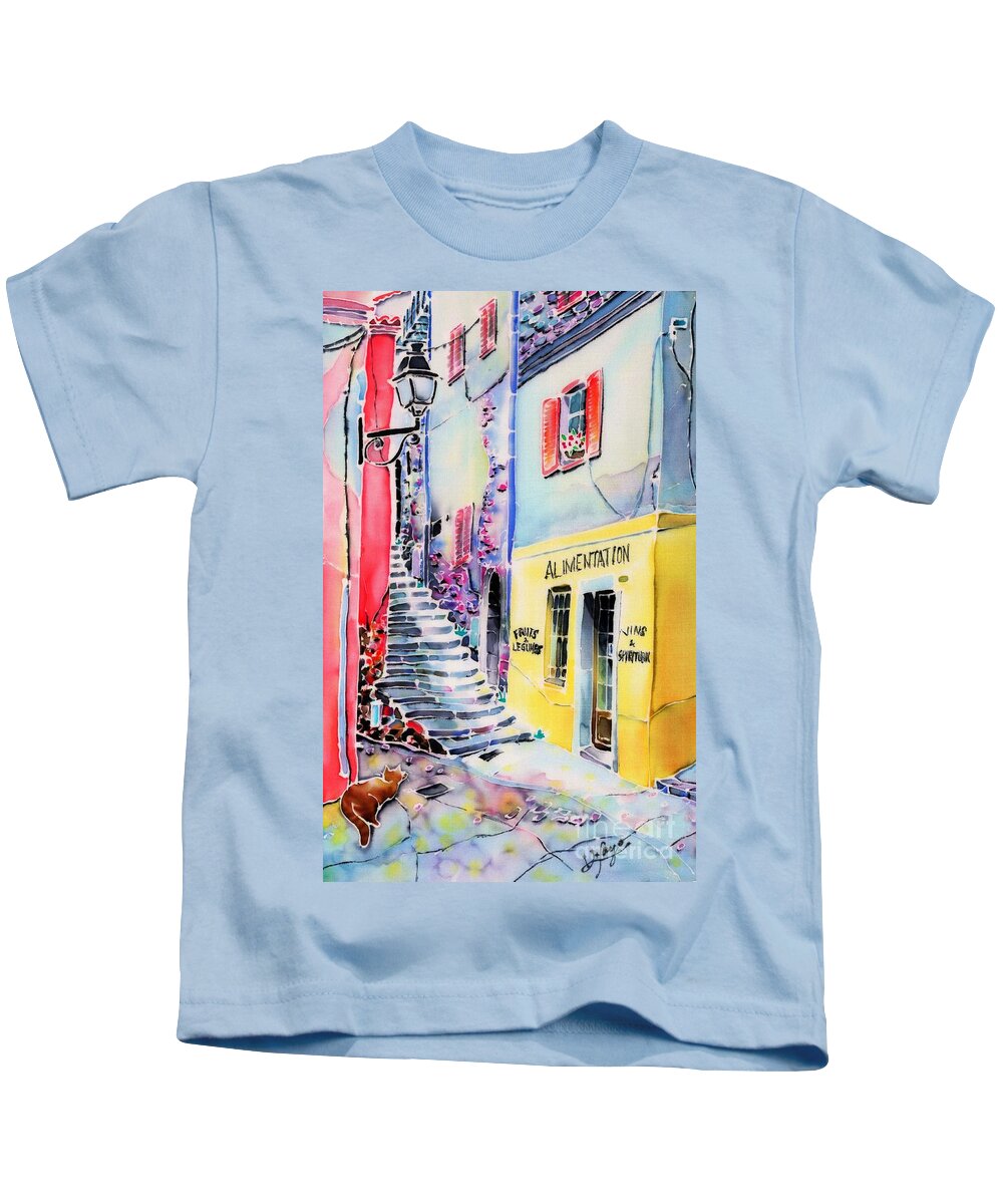 France Kids T-Shirt featuring the painting One spring day by Hisayo OHTA