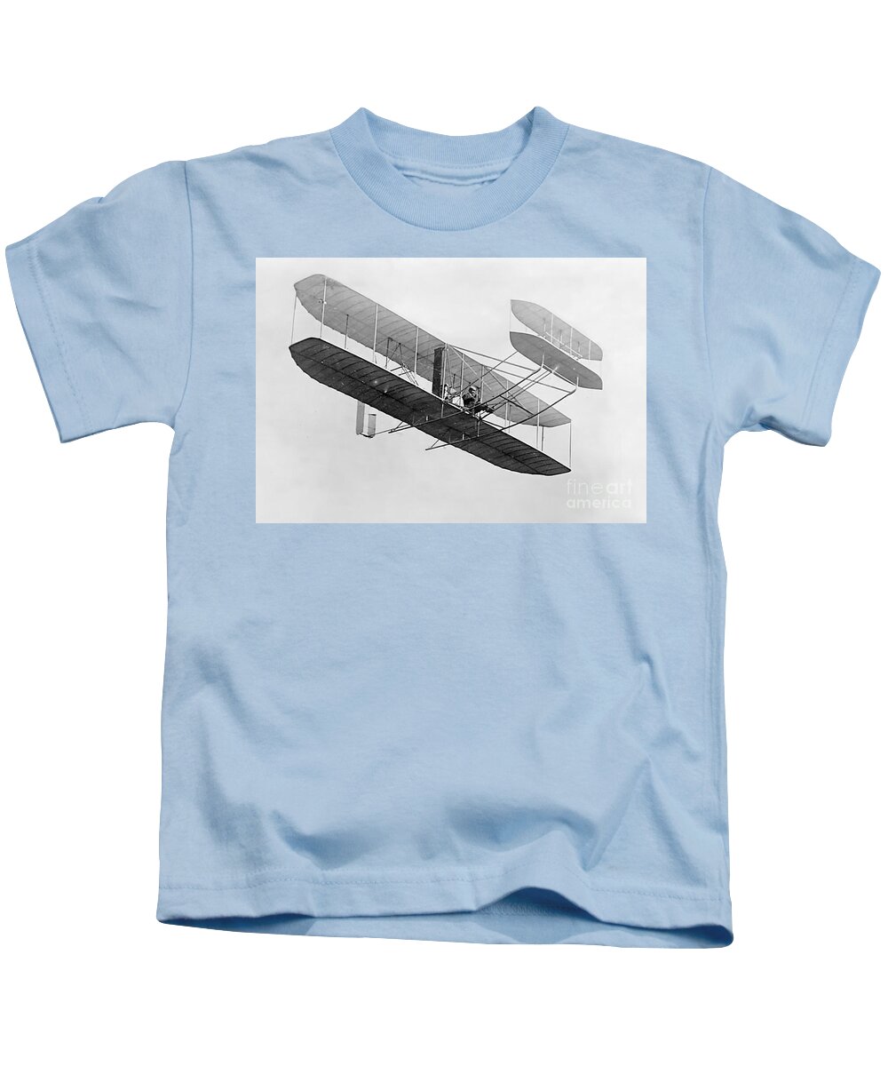 Historical Kids T-Shirt featuring the photograph Orville Wright In Wright Flyer 1908 by Photo Researchers