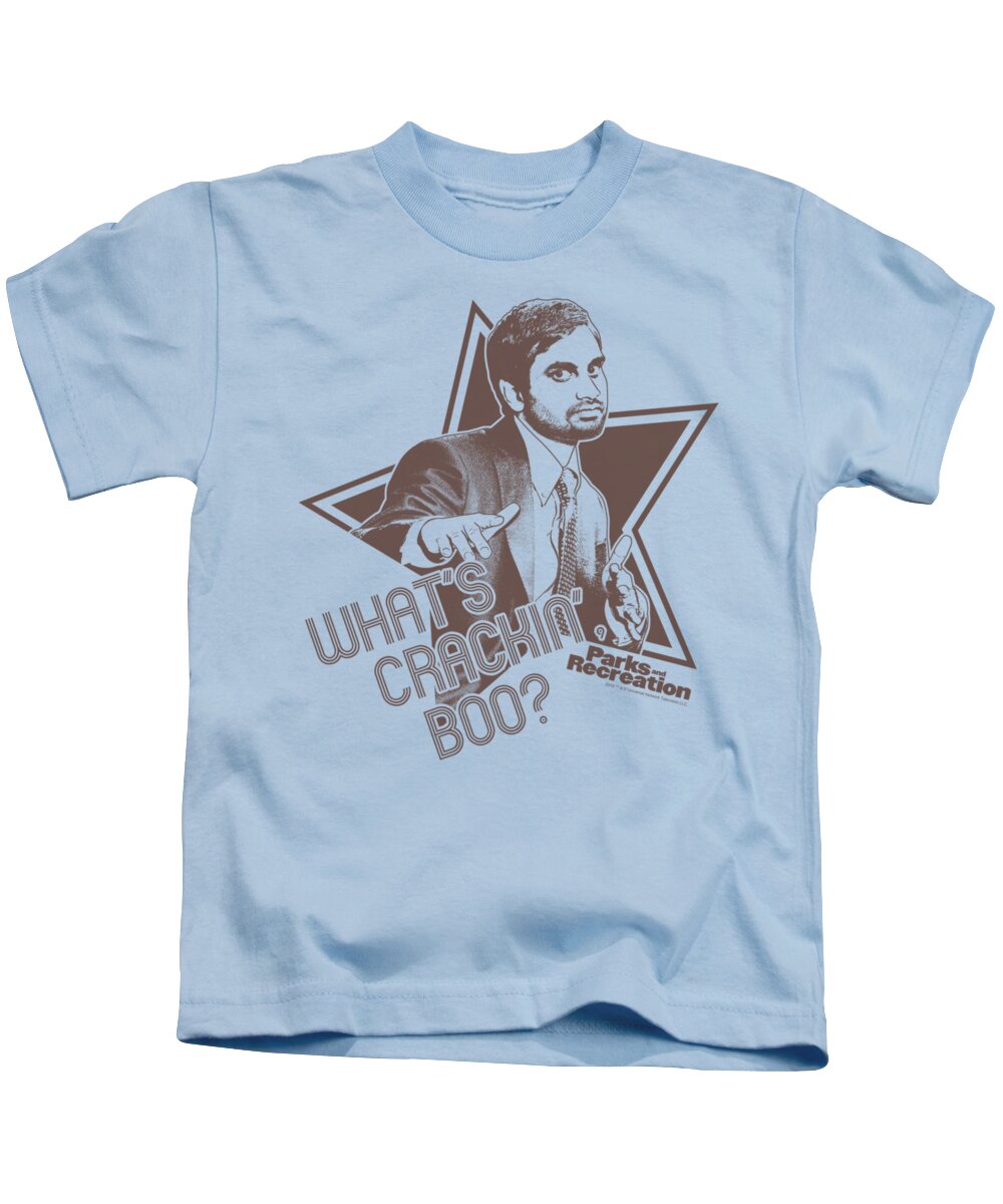 Parks And Rec Kids T-Shirt featuring the digital art Parksandrec - What's Crackin Boo by Brand A