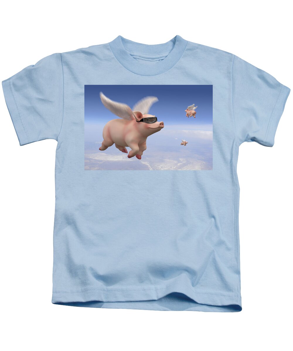 Pigs Fly Kids T-Shirt featuring the photograph Pigs Fly by Mike McGlothlen