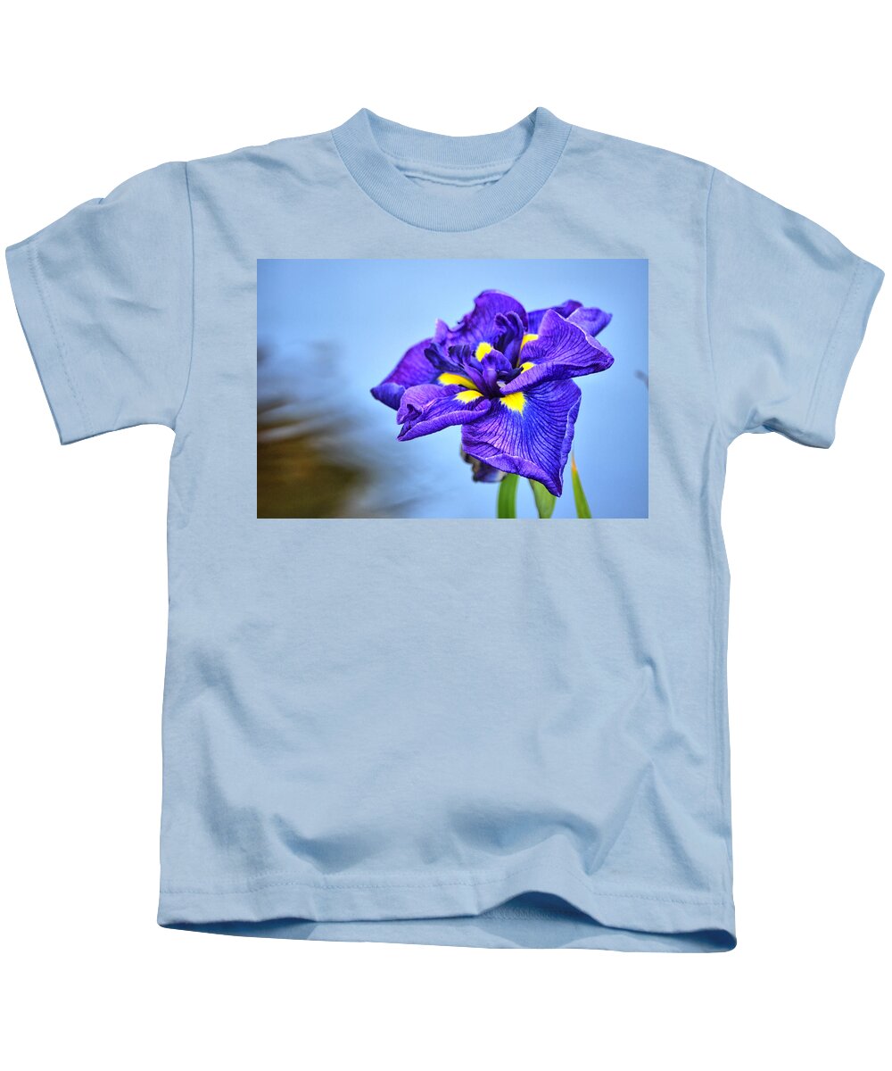 Purple Kids T-Shirt featuring the photograph Purple Pond Iris by Spencer Hughes