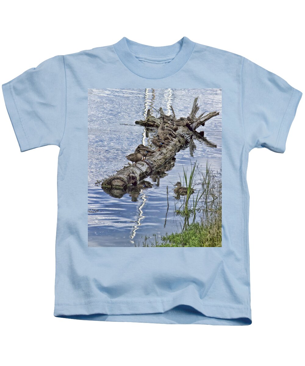Ducks Kids T-Shirt featuring the photograph Raft of Ducks by Cathy Anderson