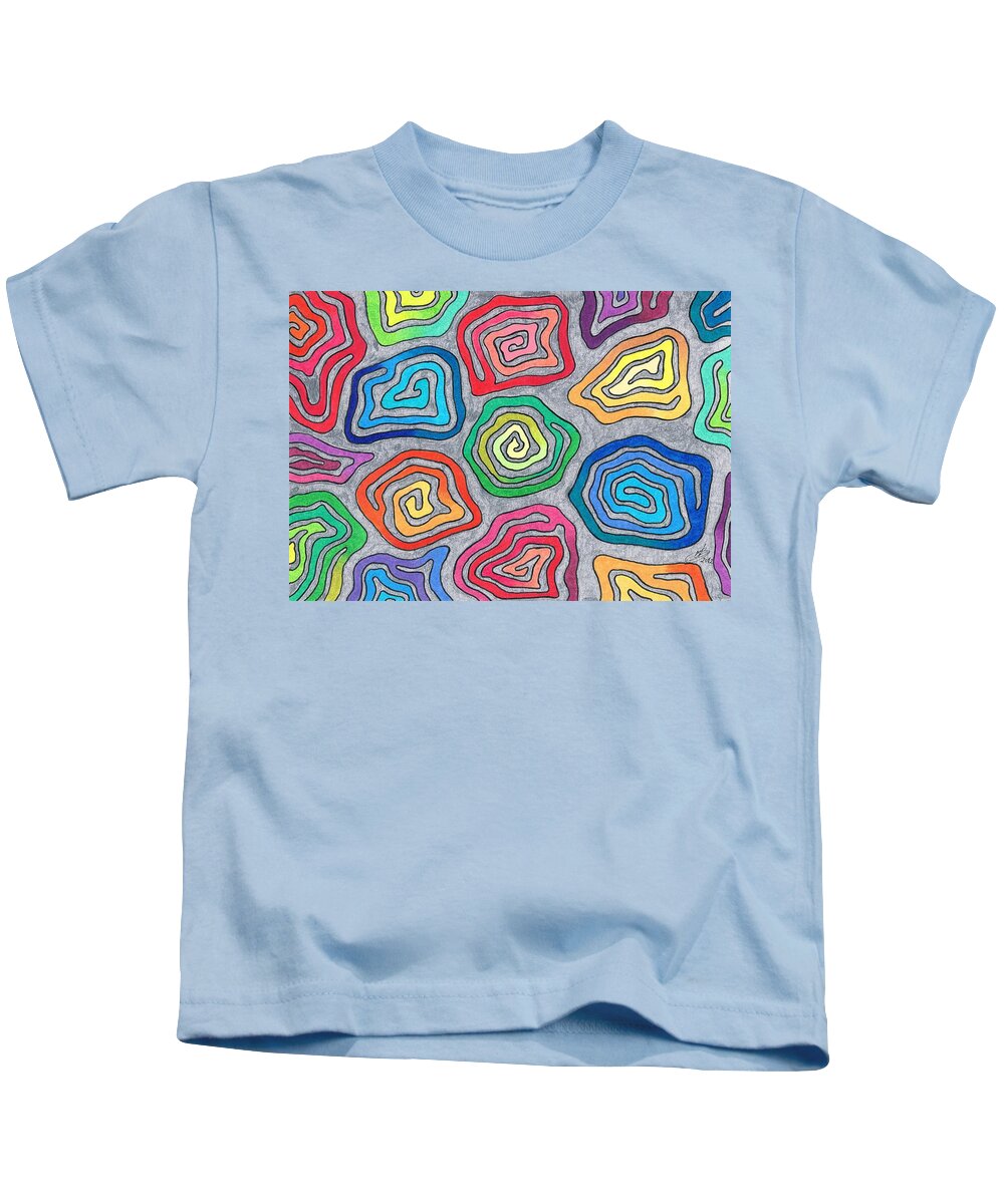 Design Kids T-Shirt featuring the drawing Rainbow Snails by Andreas Berthold