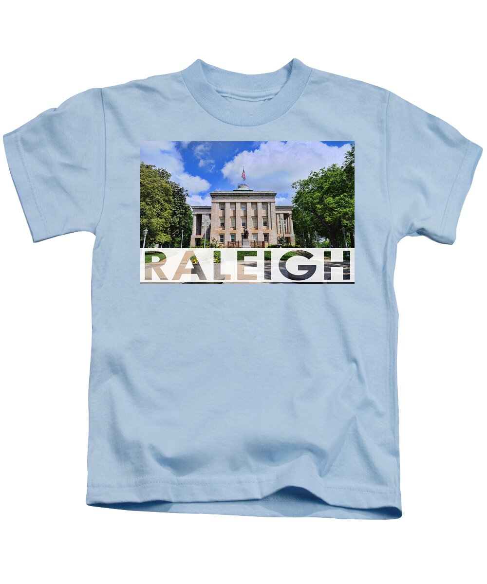 Wright Kids T-Shirt featuring the photograph Raleigh At The State Capitol by Paulette B Wright