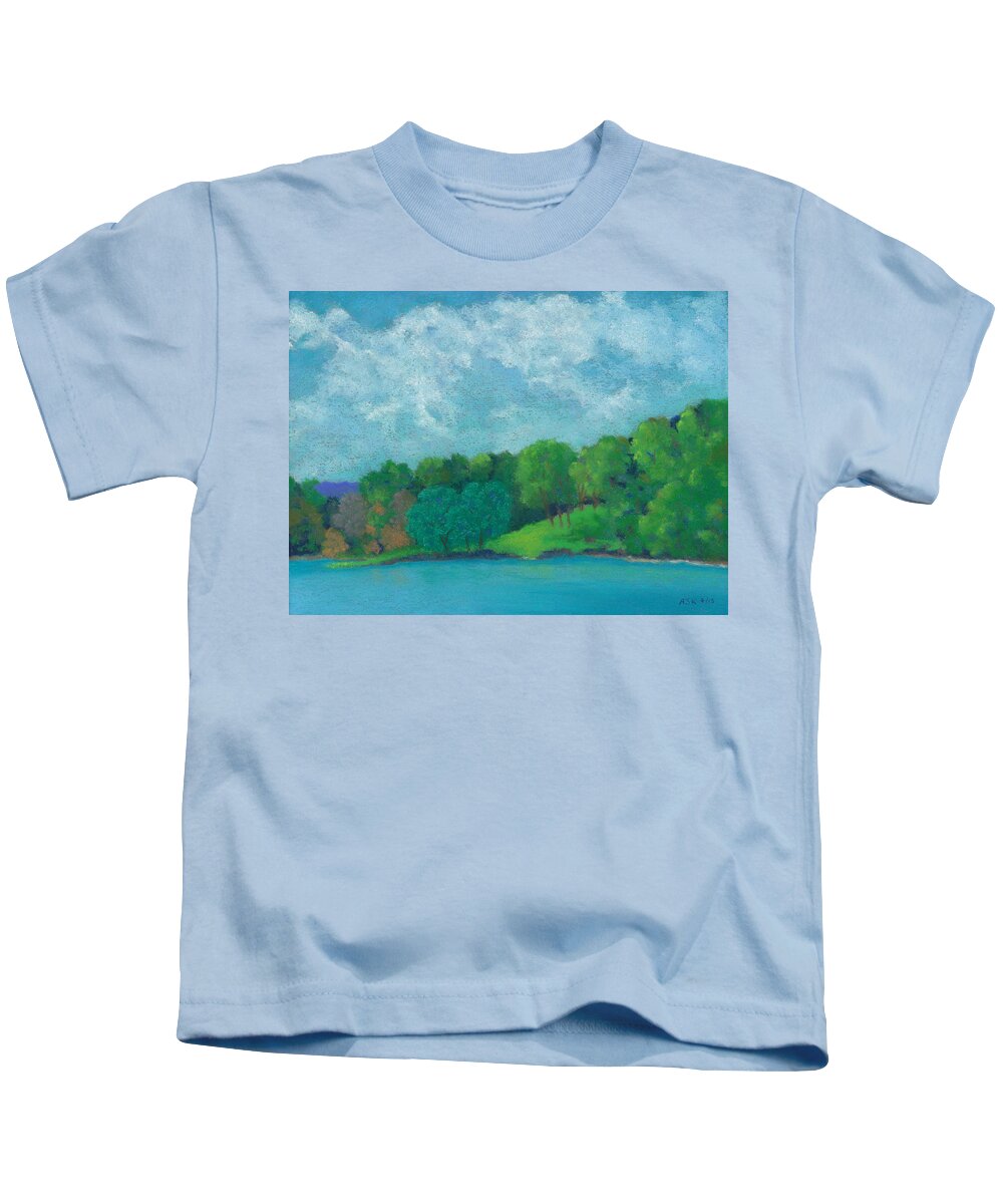 Rhinebeck Kids T-Shirt featuring the pastel Raquel's Morning Walk by Anne Katzeff