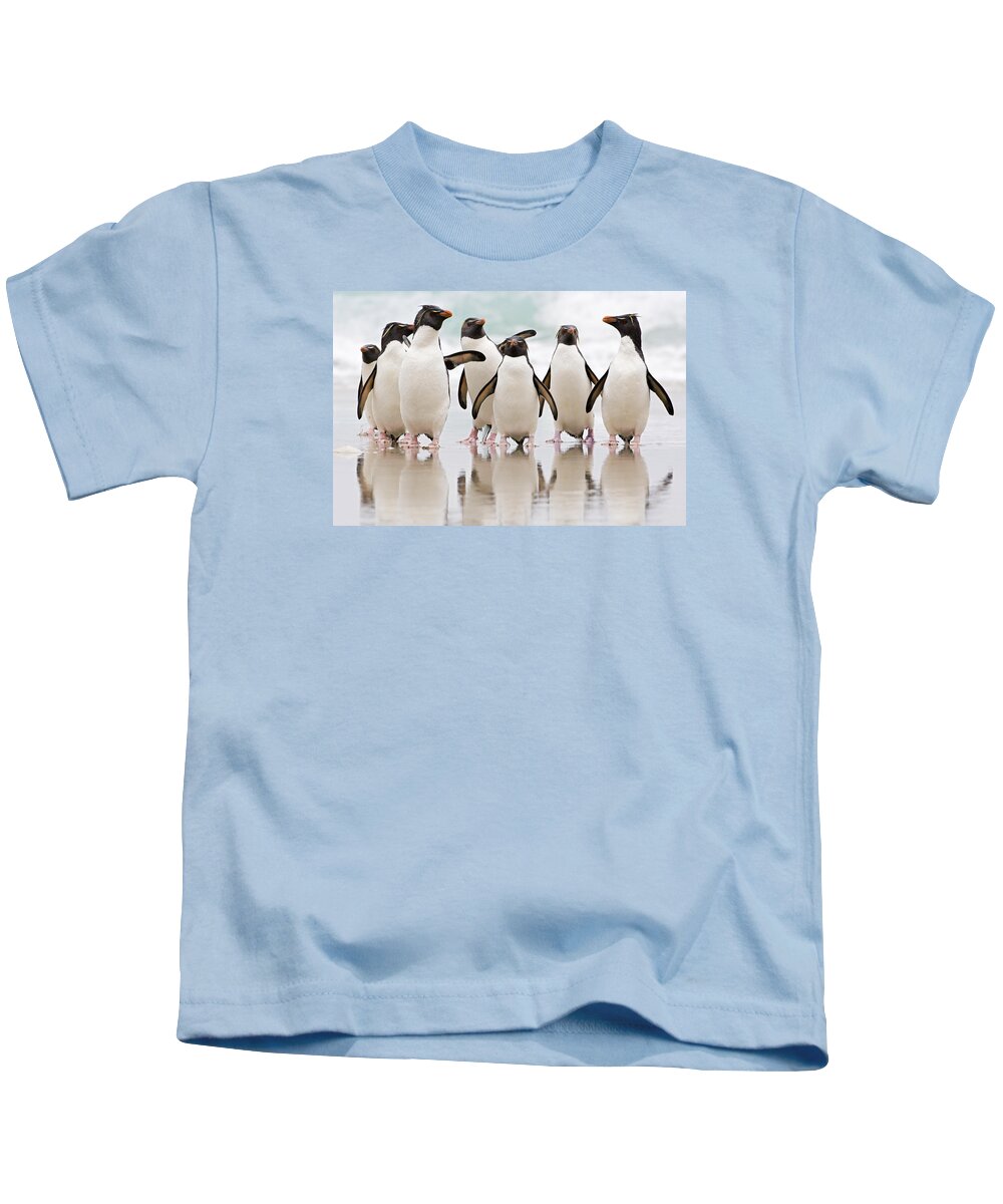 533777 Kids T-Shirt featuring the photograph Rockhopper Penguin Emerging by Heike Odermatt