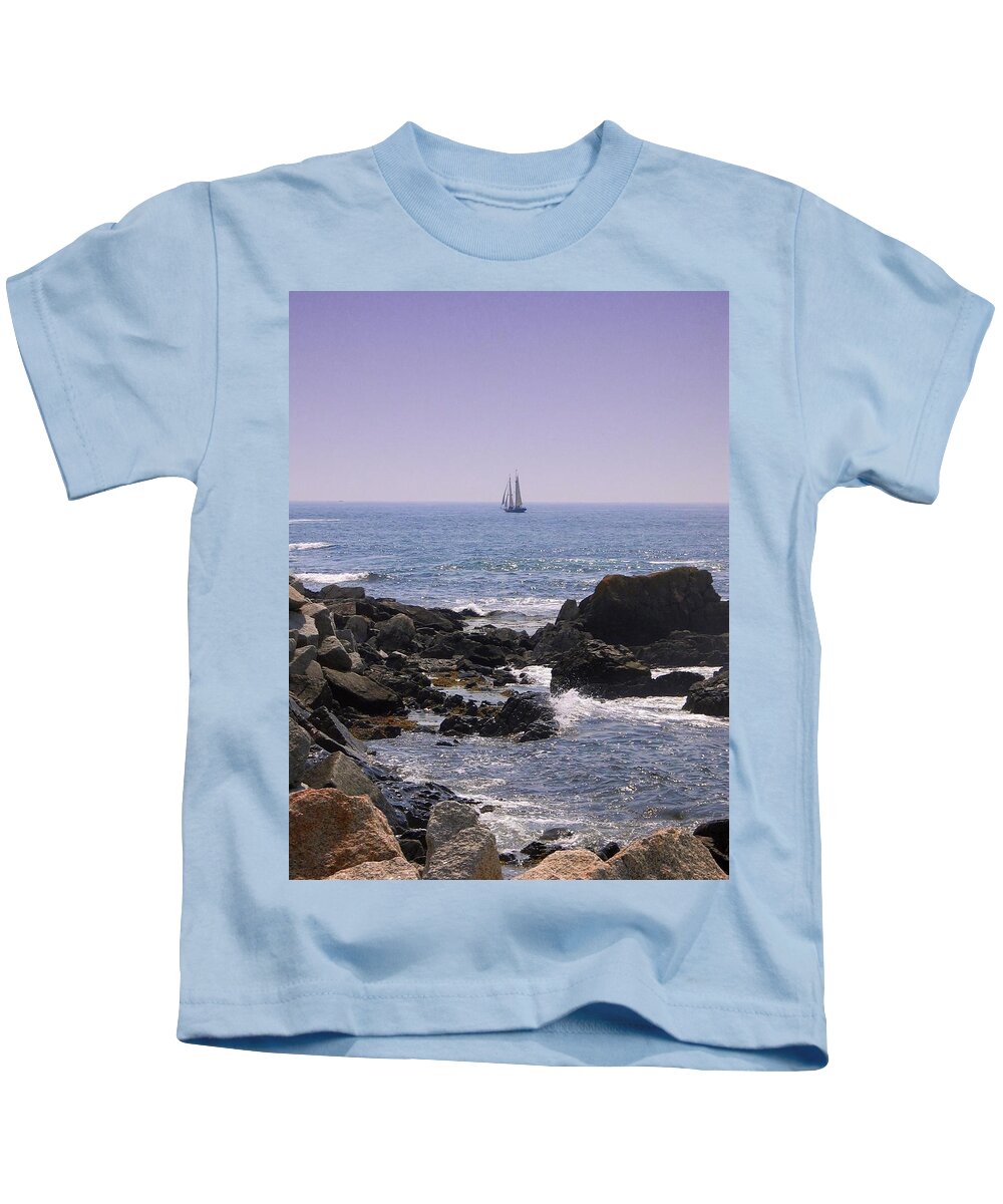 Sailboat Kids T-Shirt featuring the photograph Sailboat - Maine by Photographic Arts And Design Studio