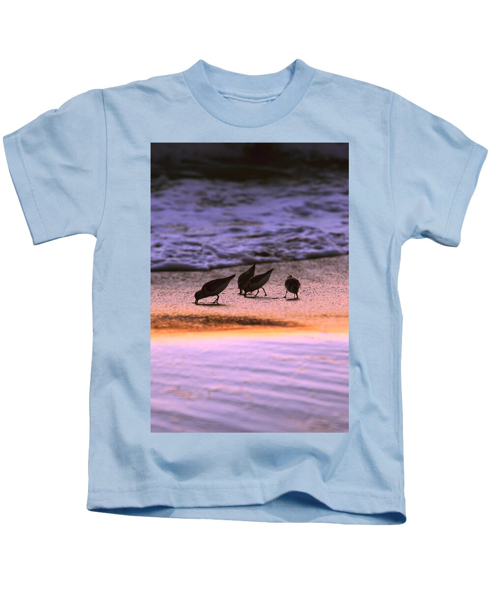 Animal Kids T-Shirt featuring the photograph Sandpiper Morning by Pete Federico