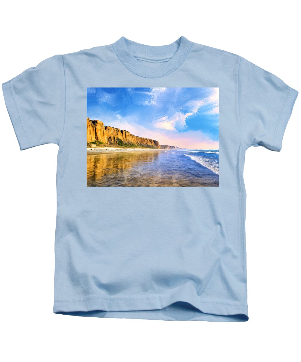 Shore Kids T-Shirt featuring the painting Shore Cliffs Near San Onofre by Dominic Piperata