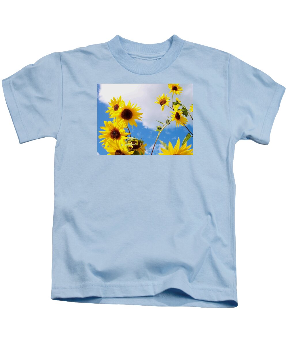 Sunflowers Kids T-Shirt featuring the photograph Smile Down on Me by Mary Wolf