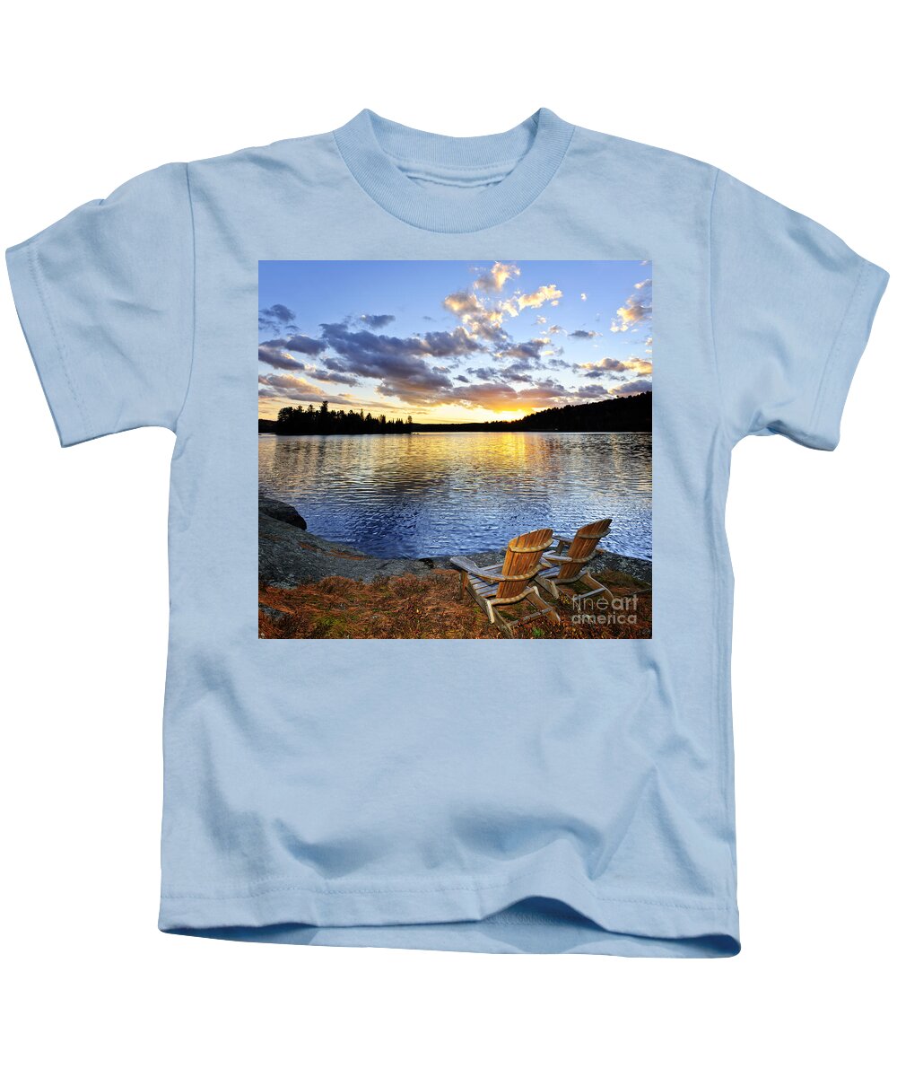 Lake Kids T-Shirt featuring the photograph Sunset in Algonquin Park by Elena Elisseeva