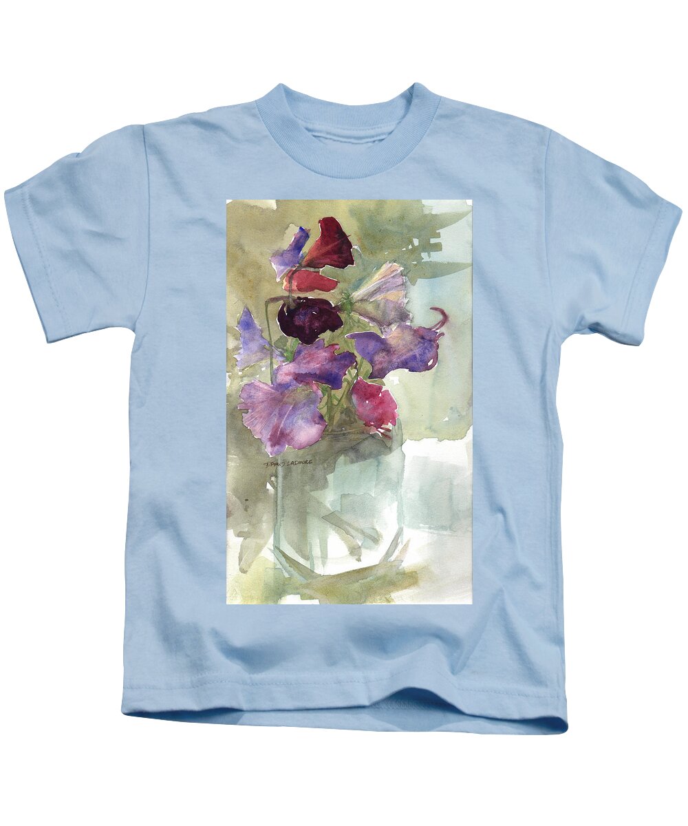 Sweetpeas Kids T-Shirt featuring the painting Sweetpeas 3 by David Ladmore
