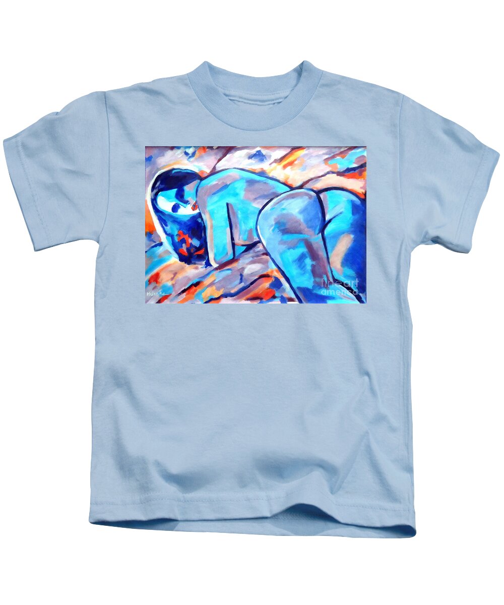 Nude Figures Kids T-Shirt featuring the painting Taste of fire by Helena Wierzbicki
