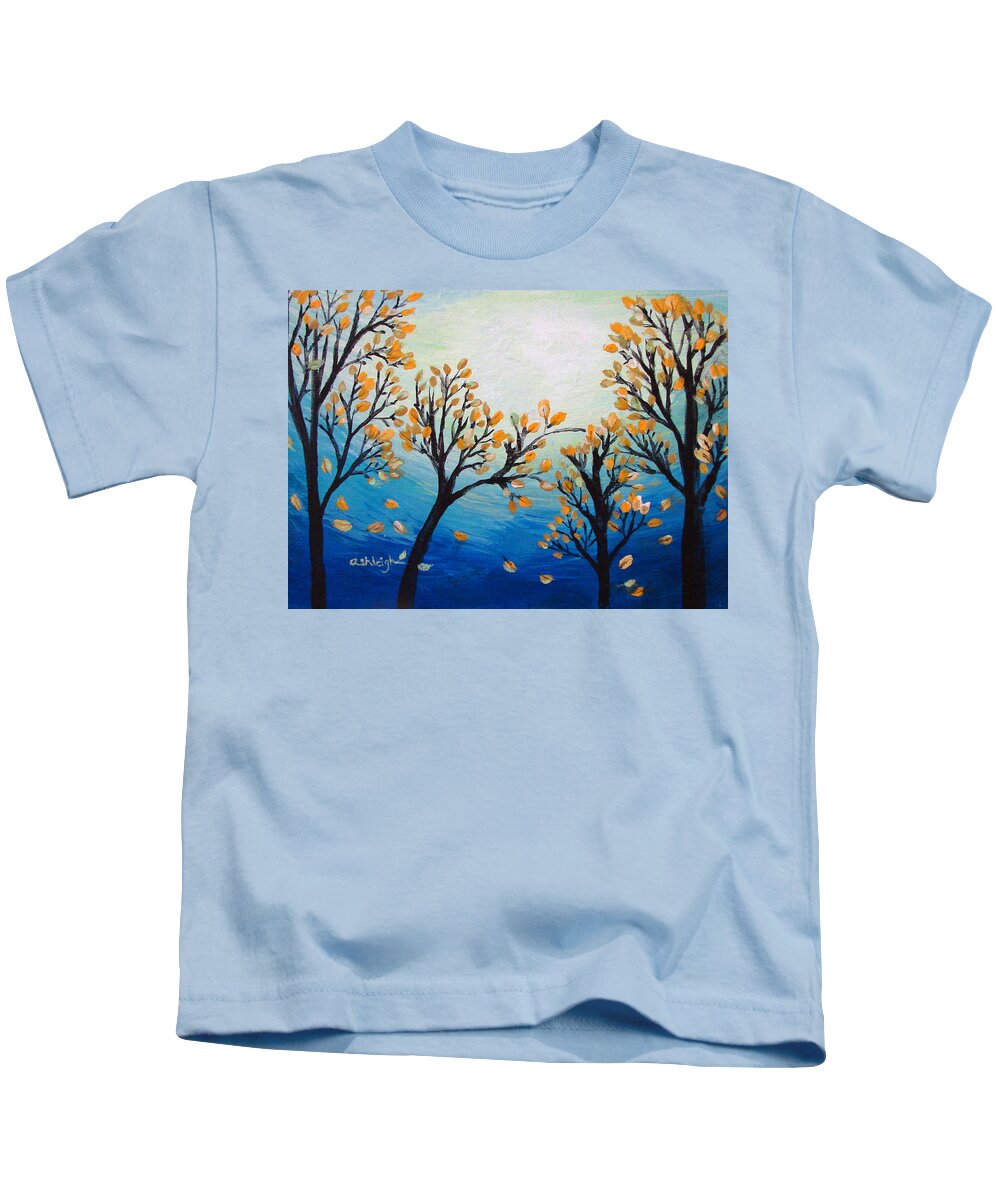 Blue Kids T-Shirt featuring the painting There Is Calmness In The Gentle Breeze by Ashleigh Dyan Bayer