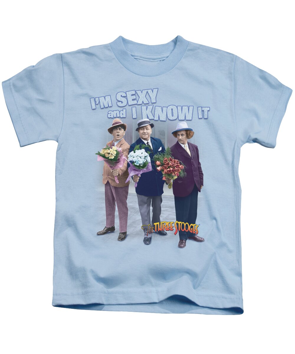 The Three Stooges Kids T-Shirt featuring the digital art Three Stooges - Sexy by Brand A