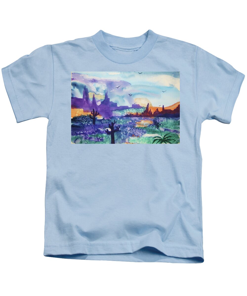 Southwest Kids T-Shirt featuring the painting Tranquility II by Ellen Levinson